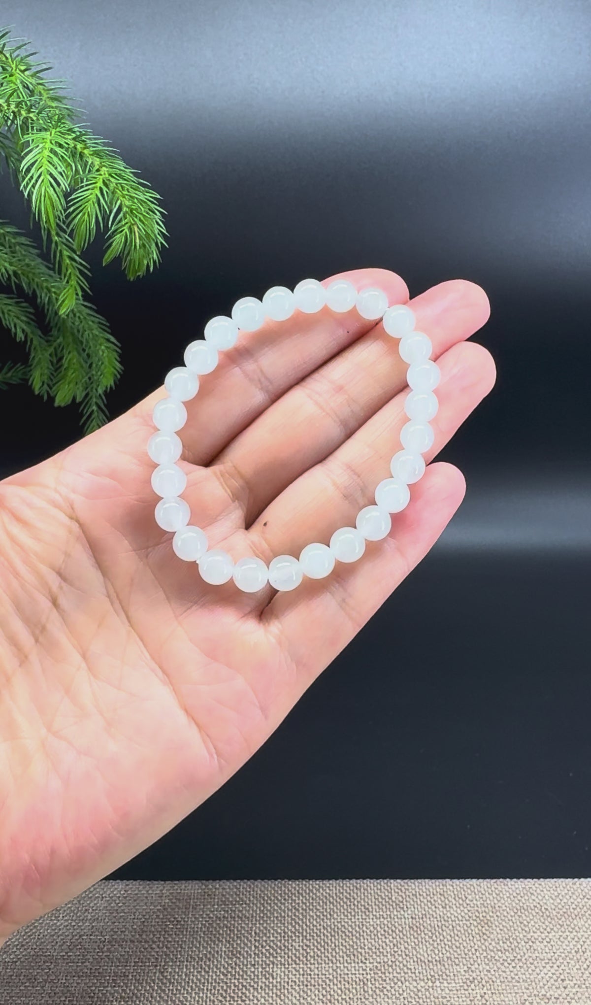 RealJade® Co. Natural Jadeite Jade Icy Green Beads Bracelet ( 6.8mm )