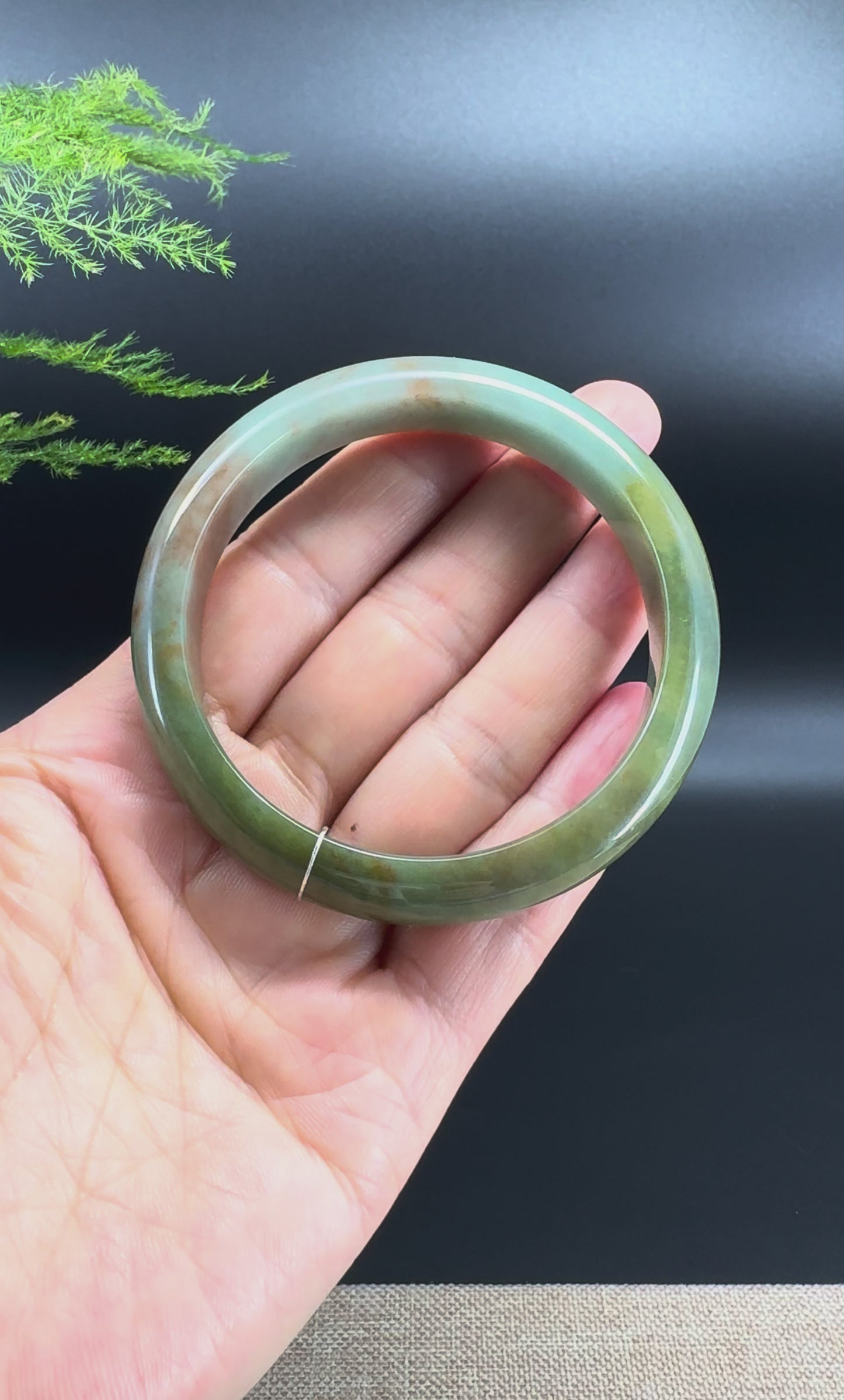 Genuine Burmese Red Green Jade Jadeite Bangle Bracelet ( 56.6mm )