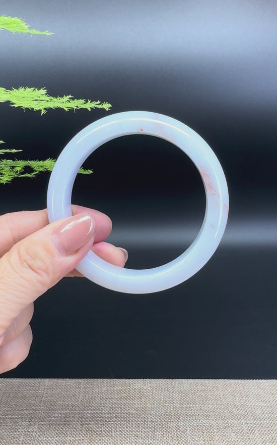 Load and play video in Gallery viewer, Genuine Burmese  Light Lavender Jade Jadeite Bangle Bracelet ( 55.4mm )
