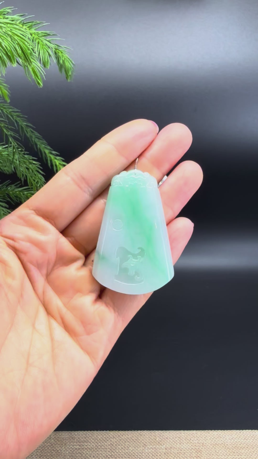 Load and play video in Gallery viewer, RealJade® Co.Natural White Green (BDQ)Jadeite Jade Phoenix Pendant
