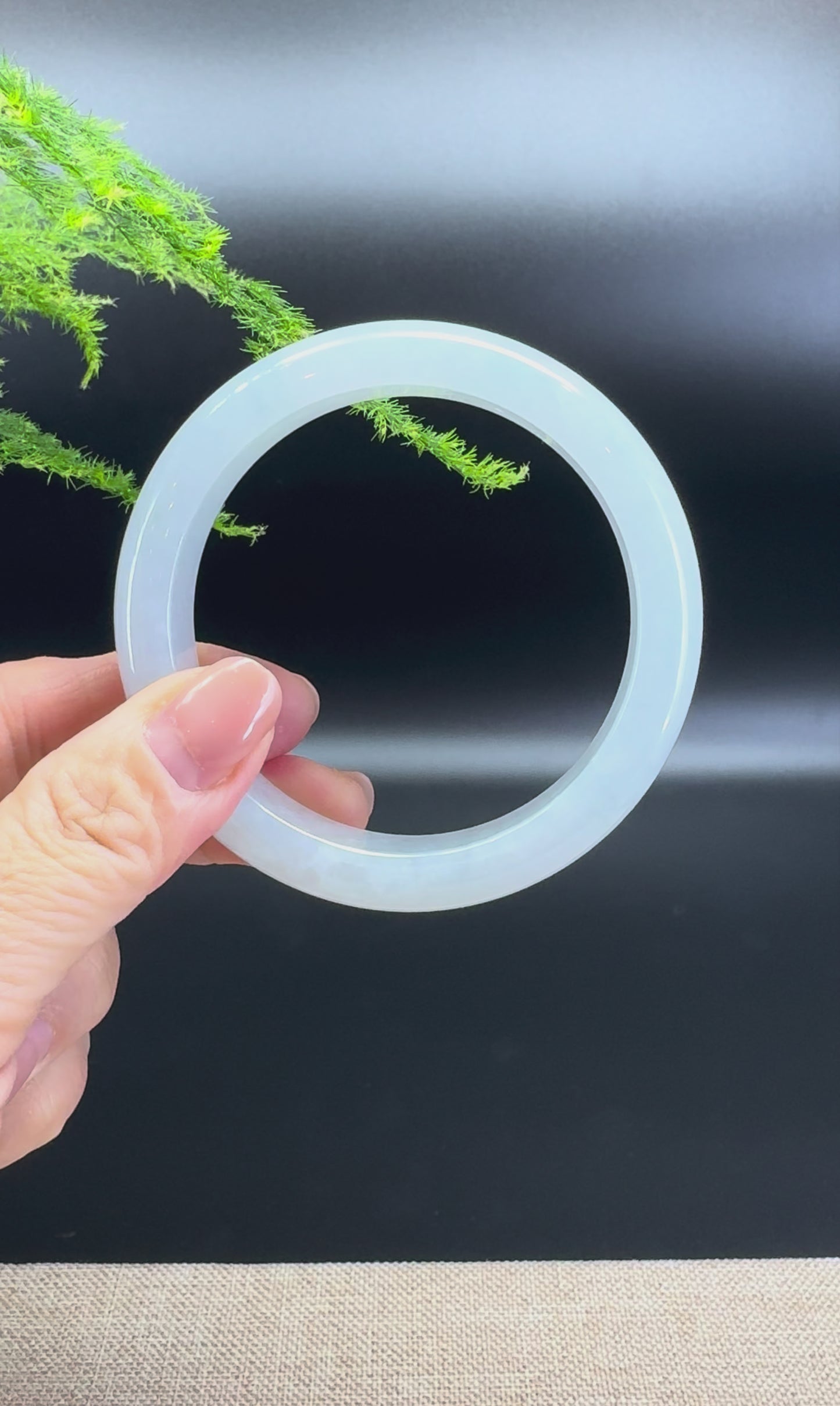 Load and play video in Gallery viewer, Genuine Burmese Icy Green Jade Jadeite Bangle Bracelet ( 58.2mm )
