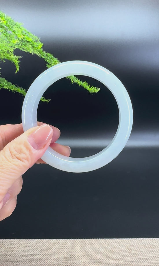 Load and play video in Gallery viewer, Genuine Burmese Icy Green Jade Jadeite Bangle Bracelet ( 58.2mm )
