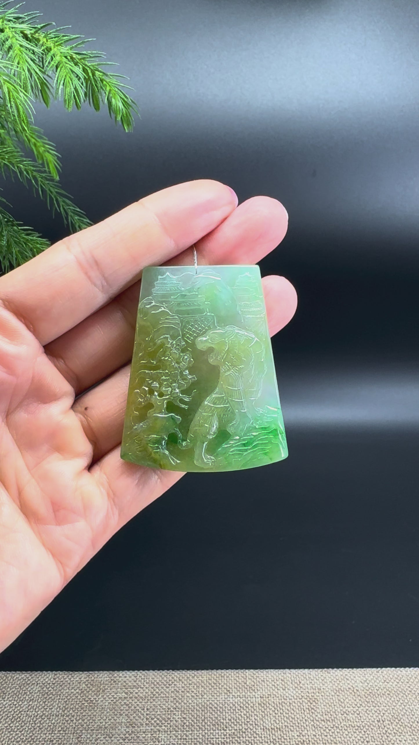 RealJade® Co. High Natural Yellow Green Jadeite Jade Dragon Pendant
