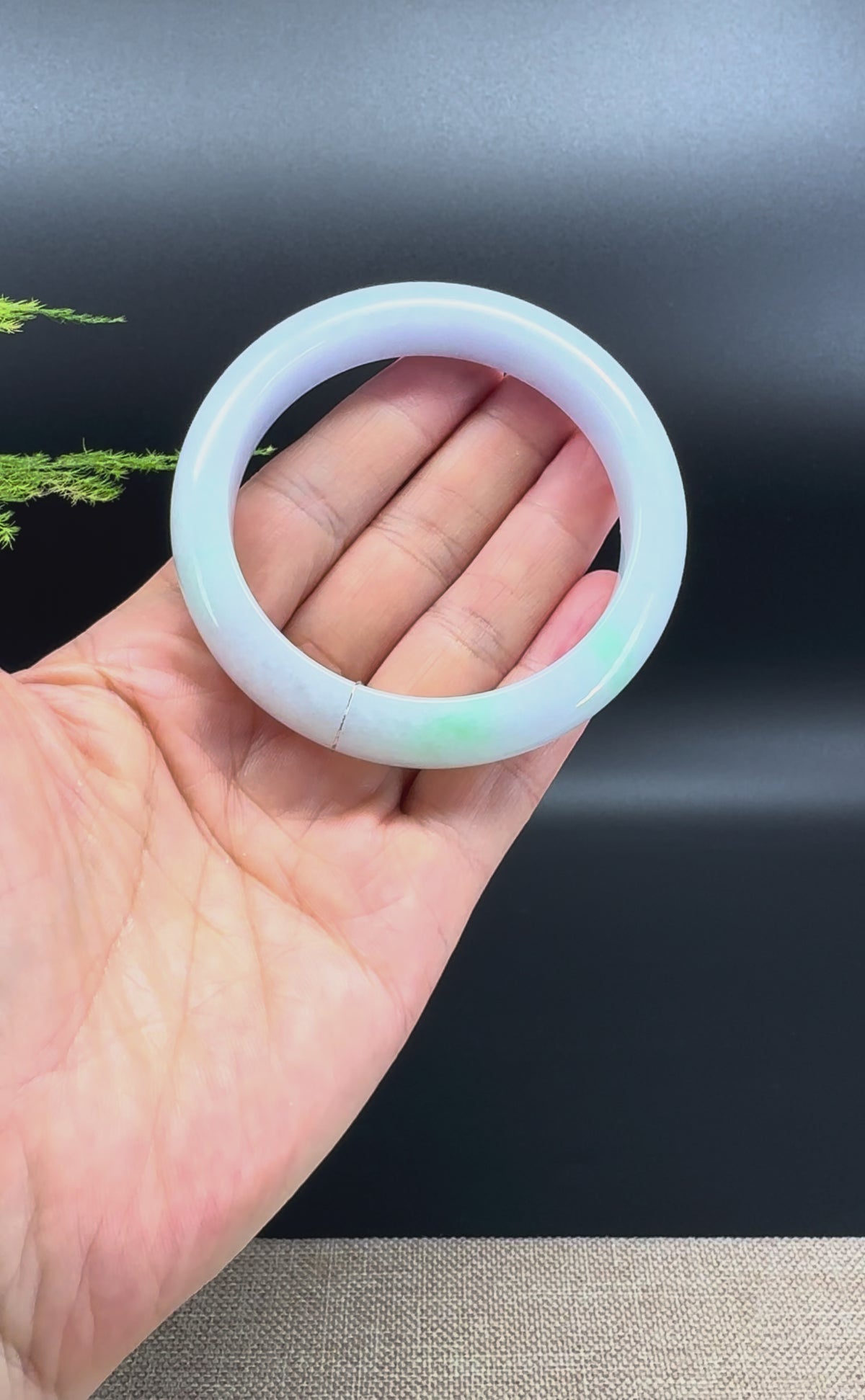 Genuine Burmese Lavender Green Jade Jadeite Bangle Bracelet (57.8mm)