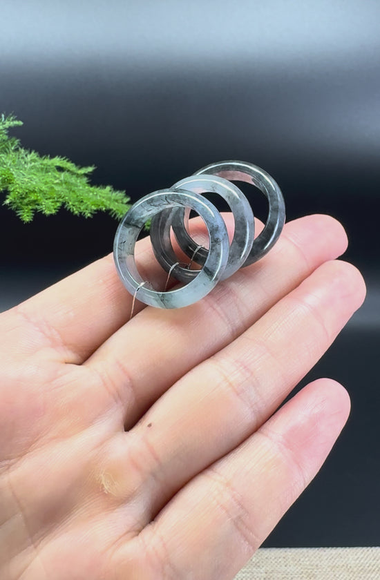 Load and play video in Gallery viewer, RealJade® Burmese Dark Wuji Traditional Jadeite Jade Ring
