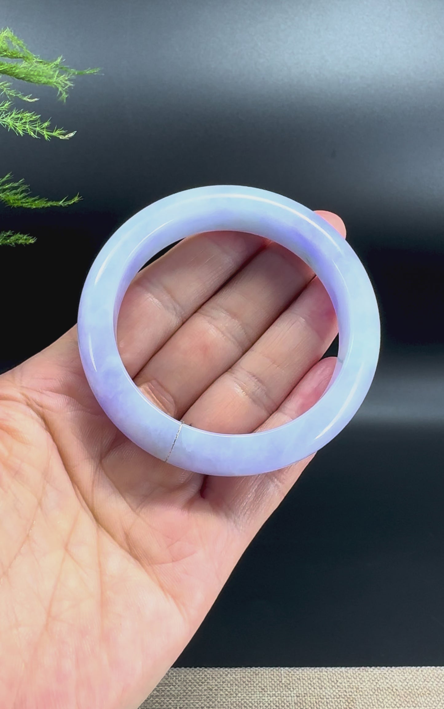 Load and play video in Gallery viewer, Genuine Burmese Lavender Green Jade Jadeite Bangle Bracelet (55mm)

