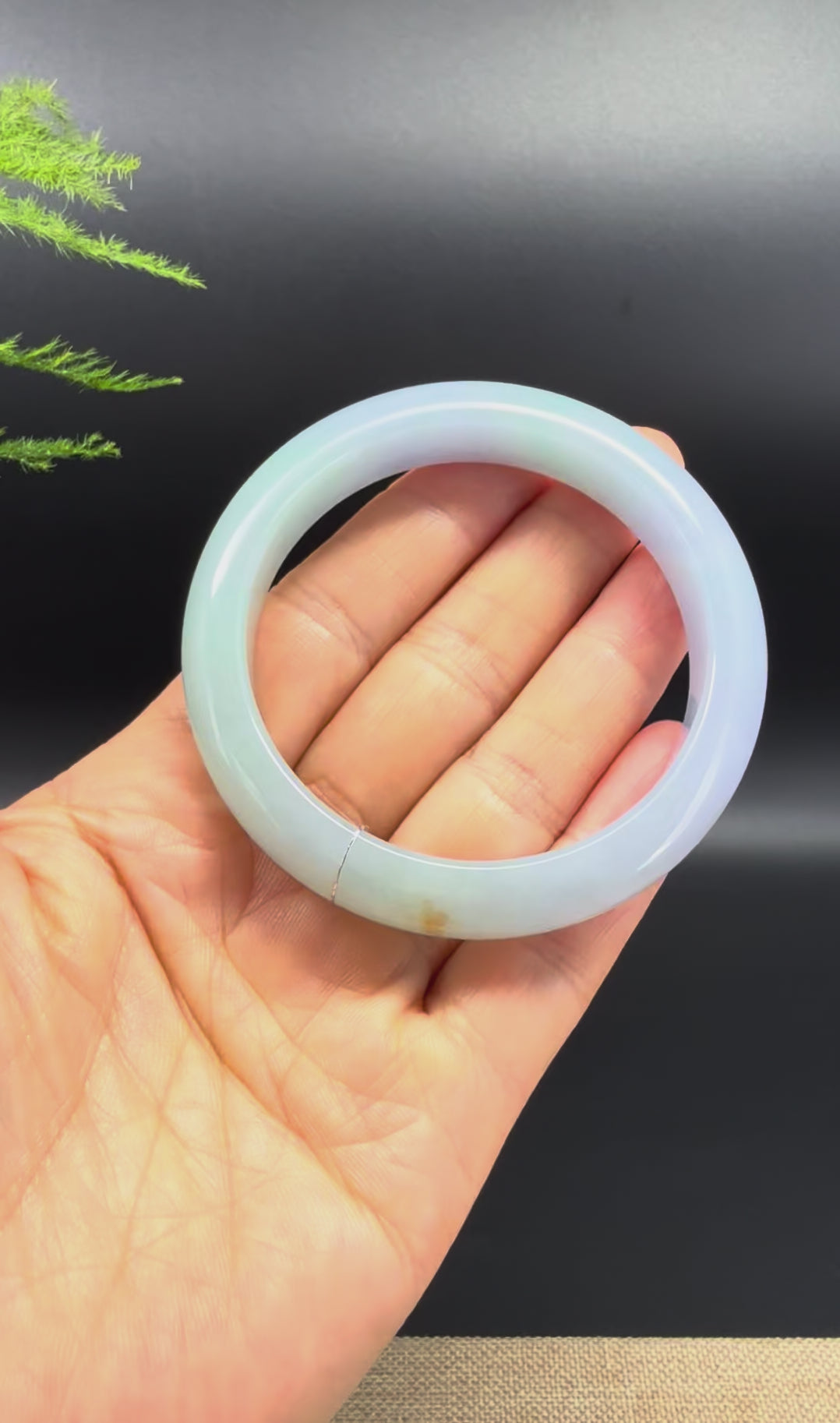 Load and play video in Gallery viewer, Genuine Burmese Lavender Green Jadeite Jade Bangle Bracelet (55.2mm)
