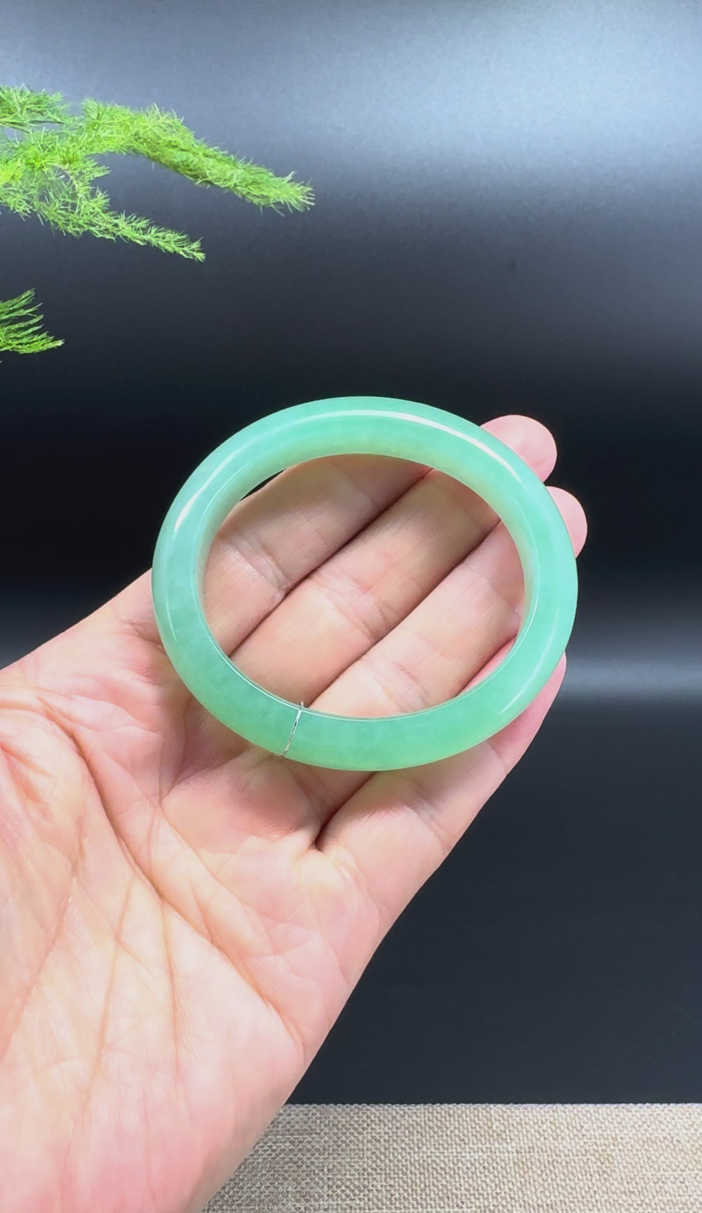 Genuine Burmese Green Jadeite Jade Bangle Bracelet ( 50.6*44.2mm )