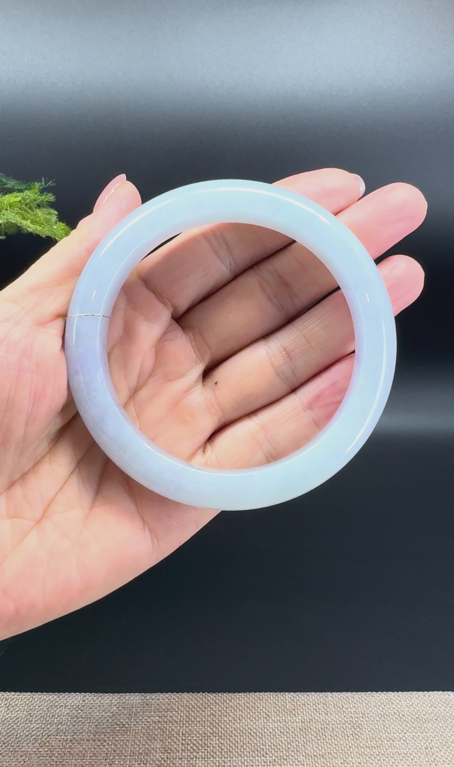 Load and play video in Gallery viewer, Genuine Burmese Lavender Green Jade Jadeite Bangle Bracelet (62.6mm)
