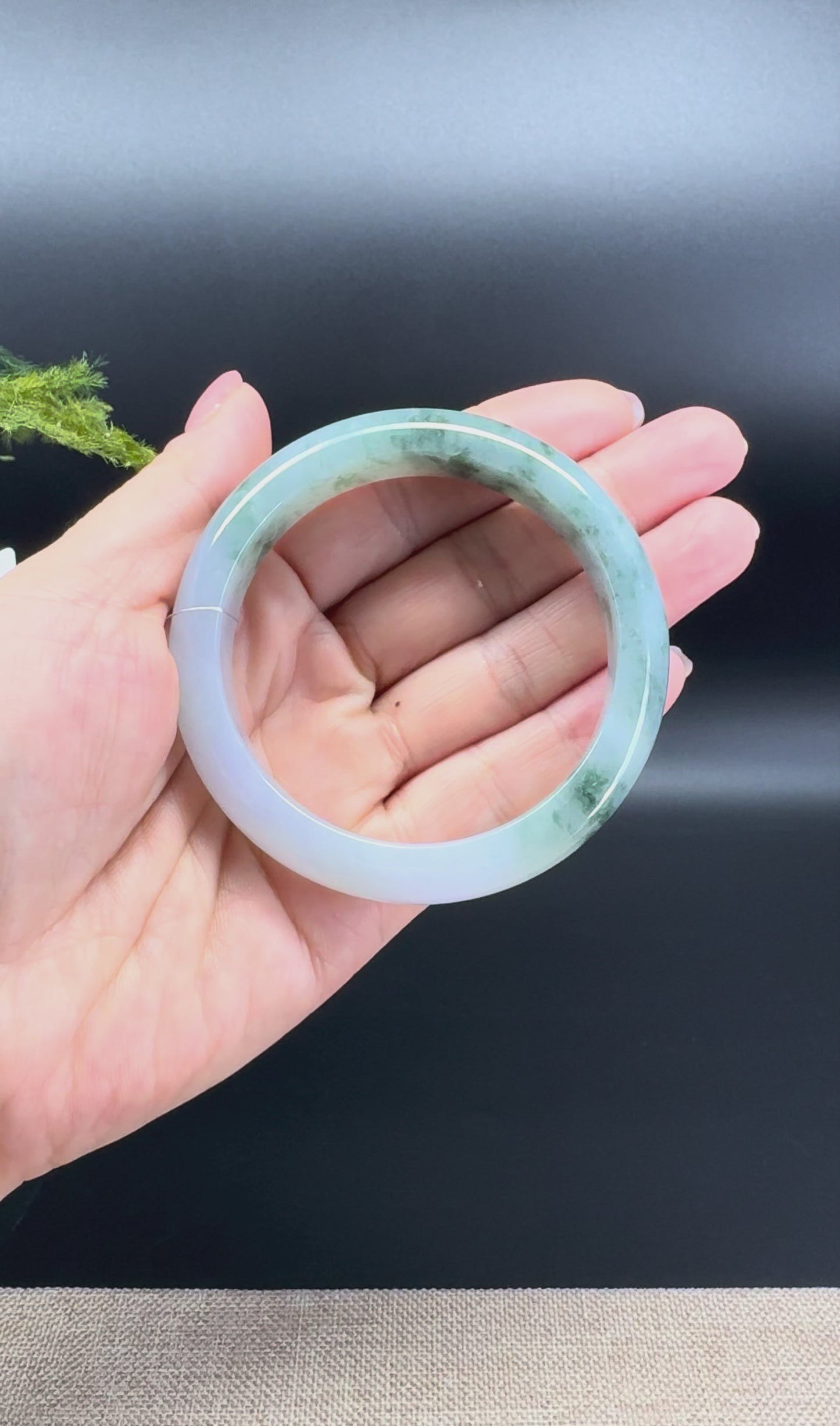 Genuine Burmese Blue Green Jade Jadeite Bangle Bracelet ( 56mm )