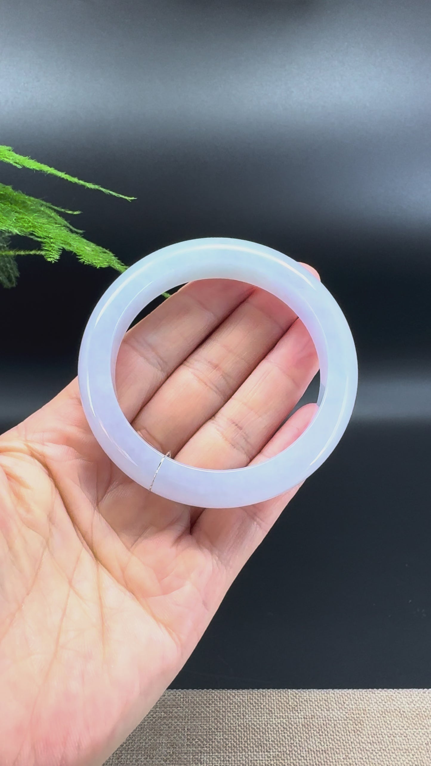 Genuine Burmese Icy Blue Green Jade Jadeite Bangle Bracelet (55.5mm )