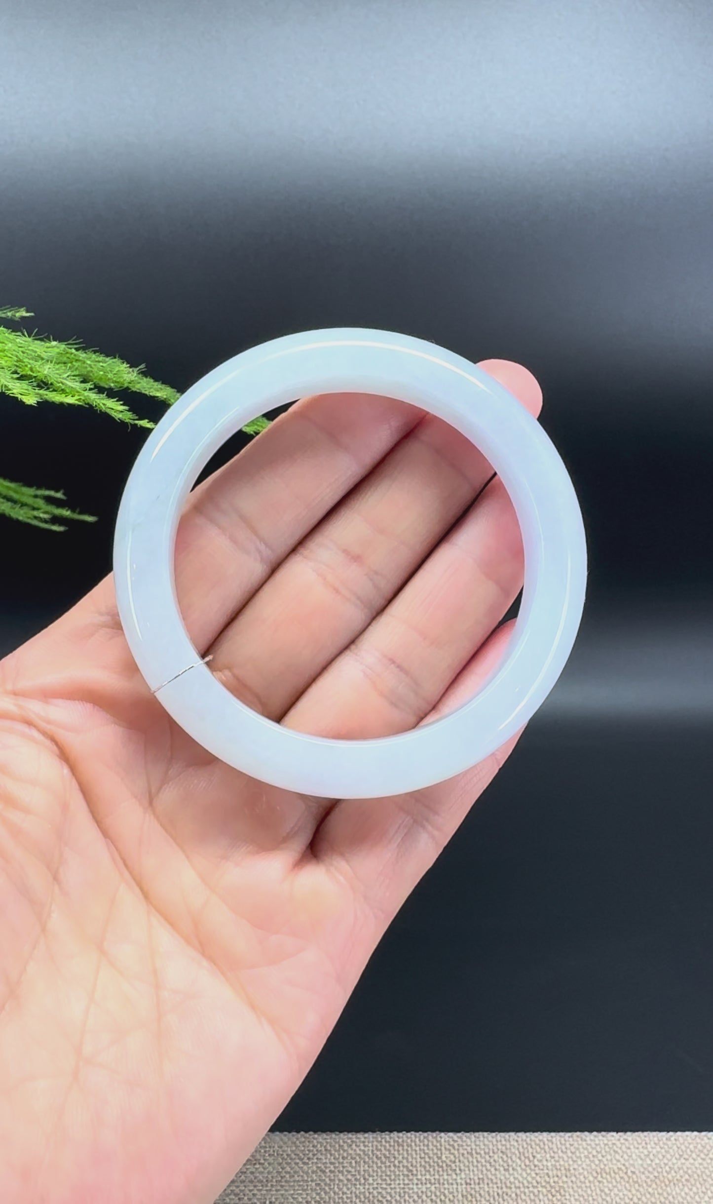 Genuine Burmese Icy Lavender Green Jade Jadeite Bangle Bracelet ( 53.2mm )
