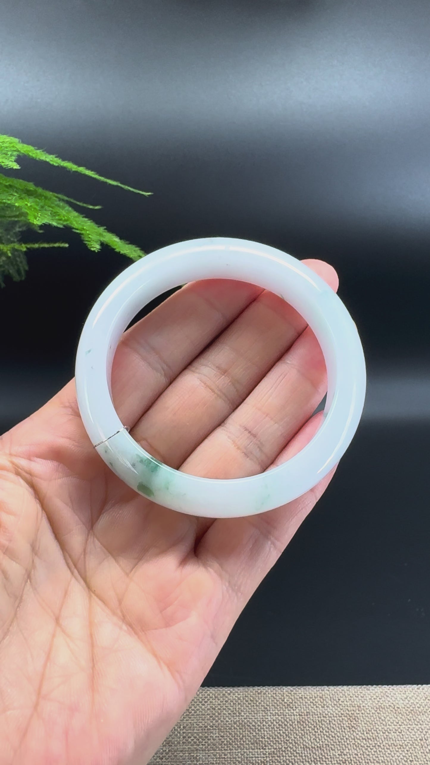 Genuine Burmese Milky Green Jade Jadeite Bangle Bracelet (52.7mm )