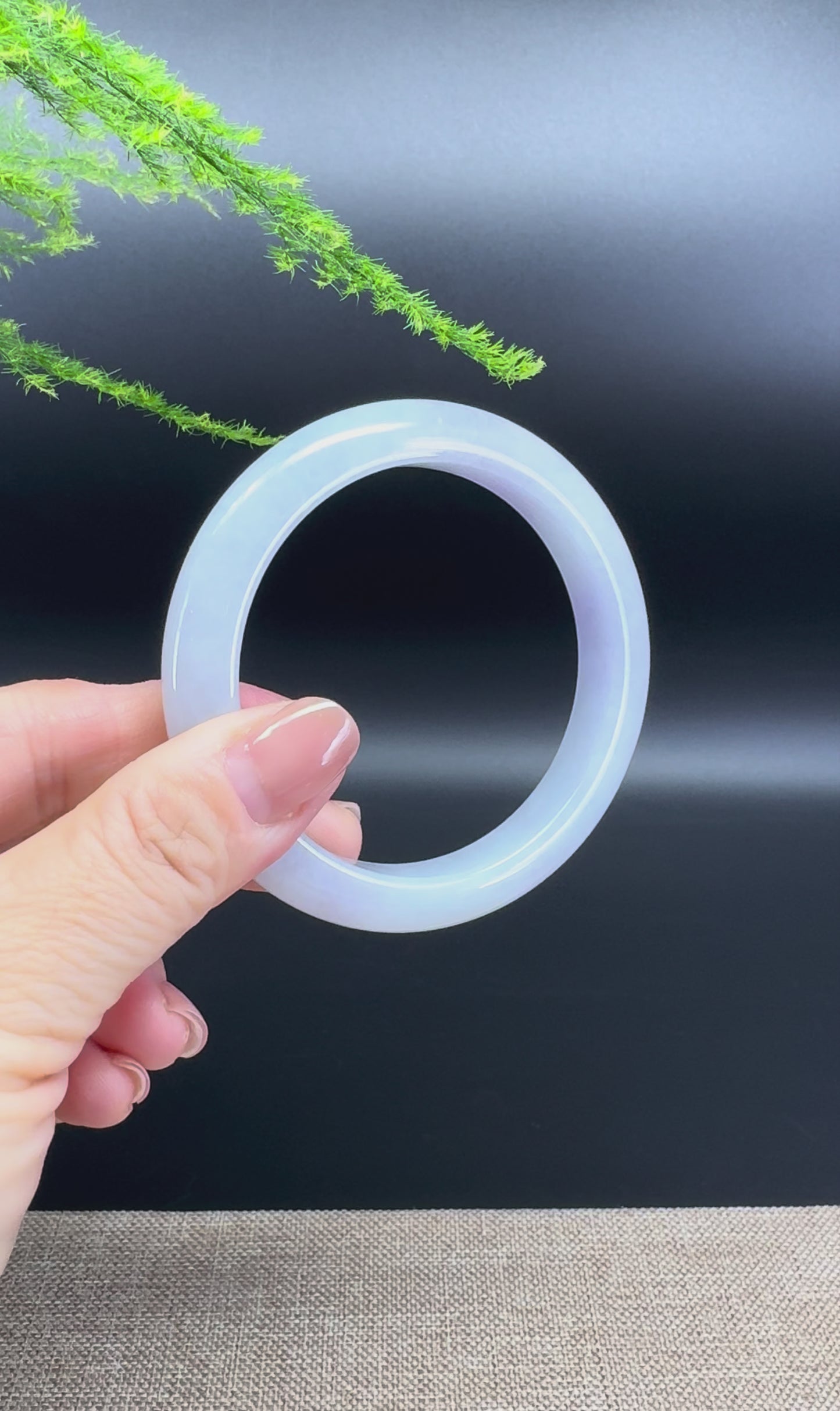 Load and play video in Gallery viewer, Genuine Burmese Lavender Green Jade Jadeite Bangle Bracelet ( 57.3mm )
