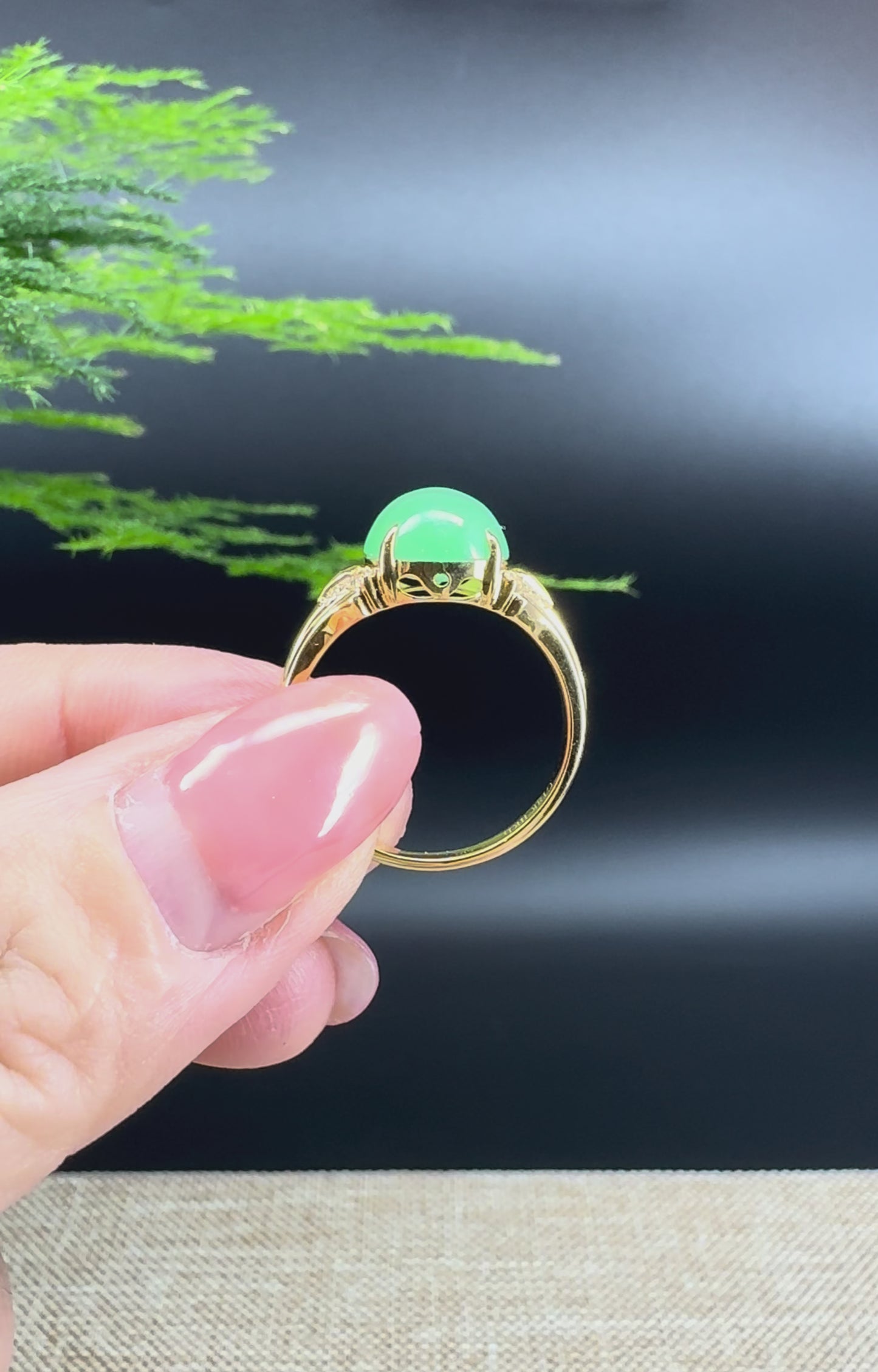 RealJade® "Signature Signet" 18K Yellow Gold Icy Green Jadeite Jade Diamonds  Ring