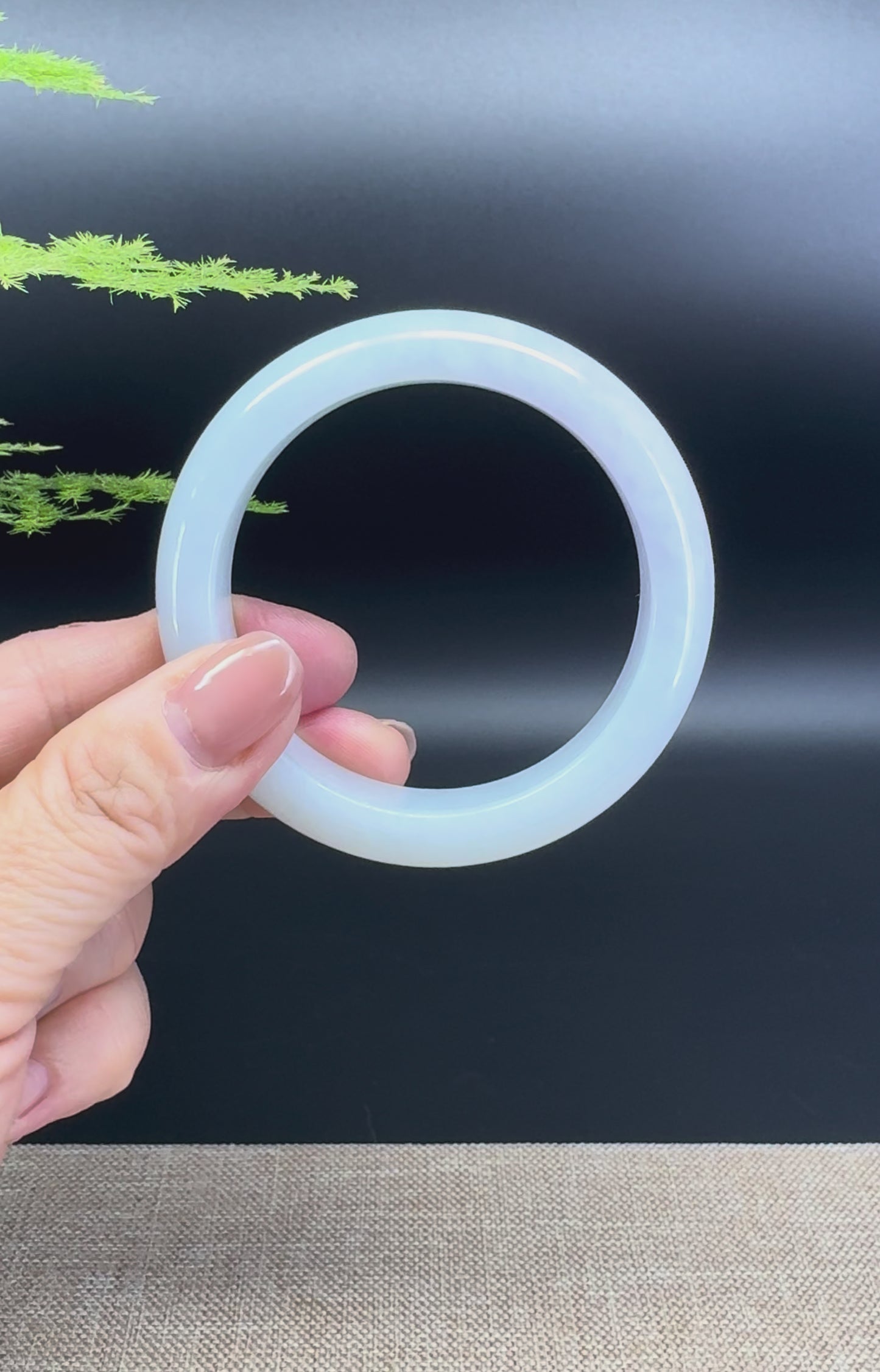 Load and play video in Gallery viewer, Genuine Burmese Lavender Green Jade Jadeite Bangle Bracelet ( 53.4mm )
