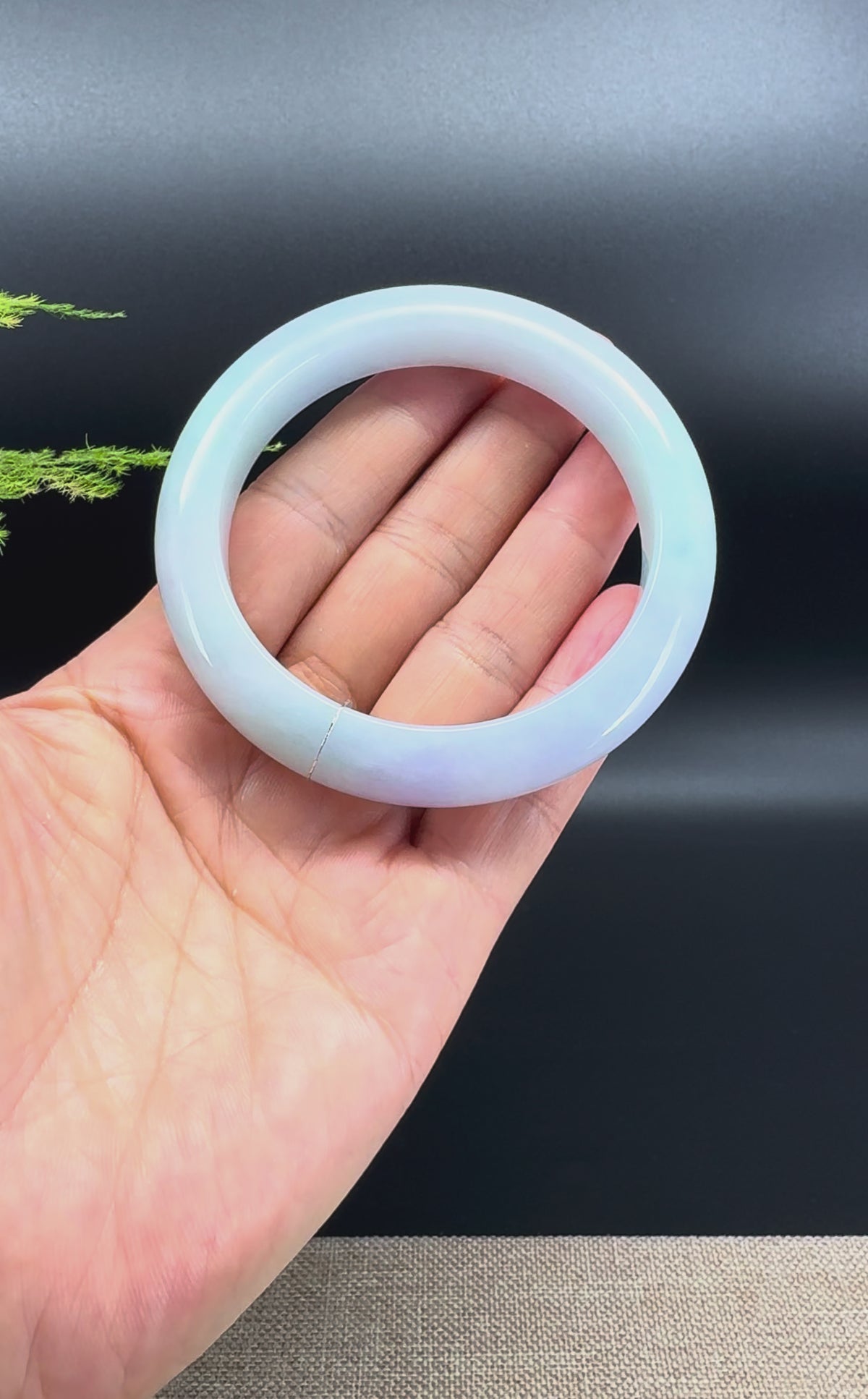 Genuine Burmese Lavender Green  Jade Jadeite Bangle Bracelet ( 57.8mm )