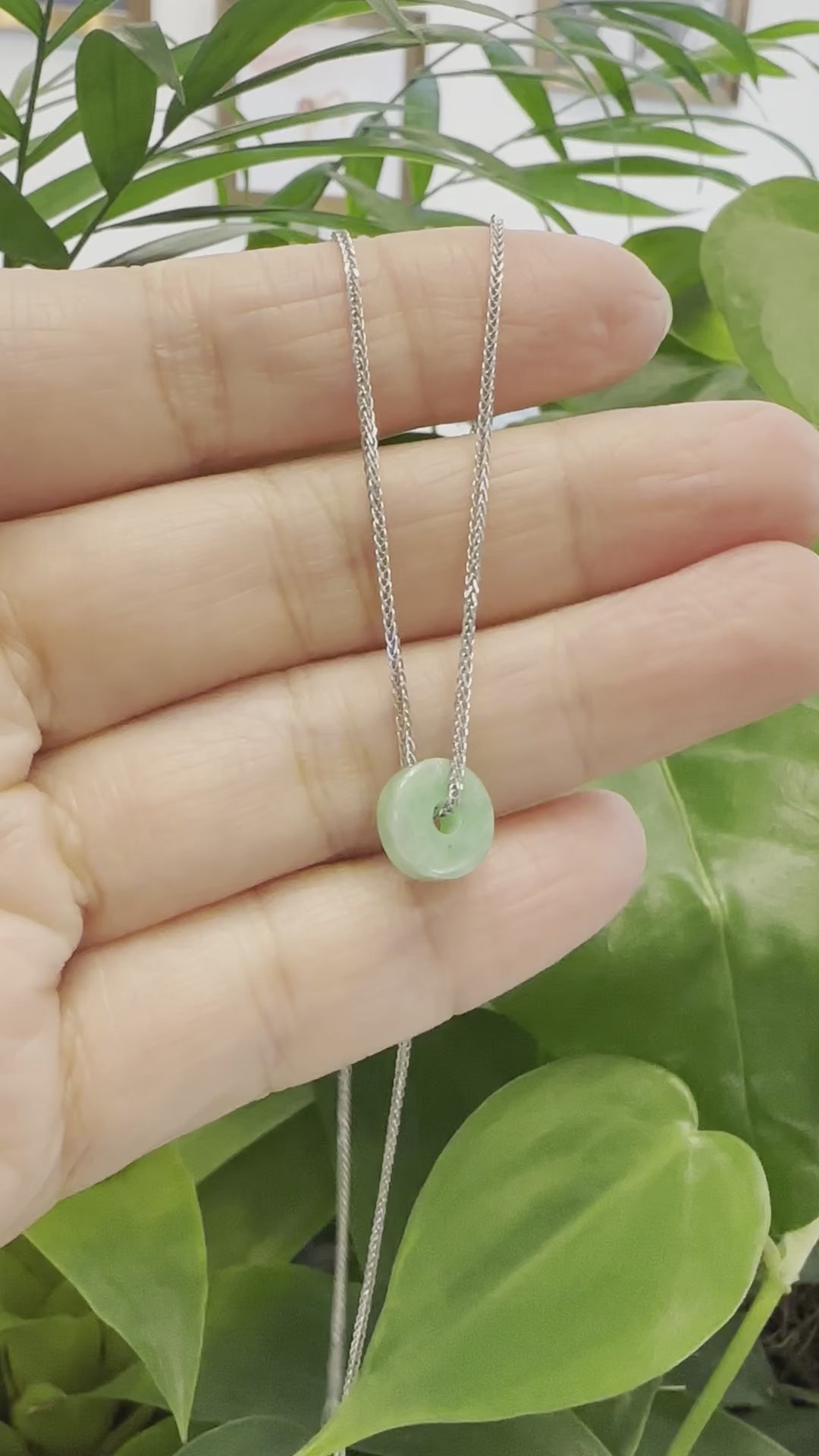 Load and play video in Gallery viewer, RealJade® &amp;quot;Good Luck Button&amp;quot; Necklace Real Jadeite Jade Lucky KouKou Donut Pendant Necklace
