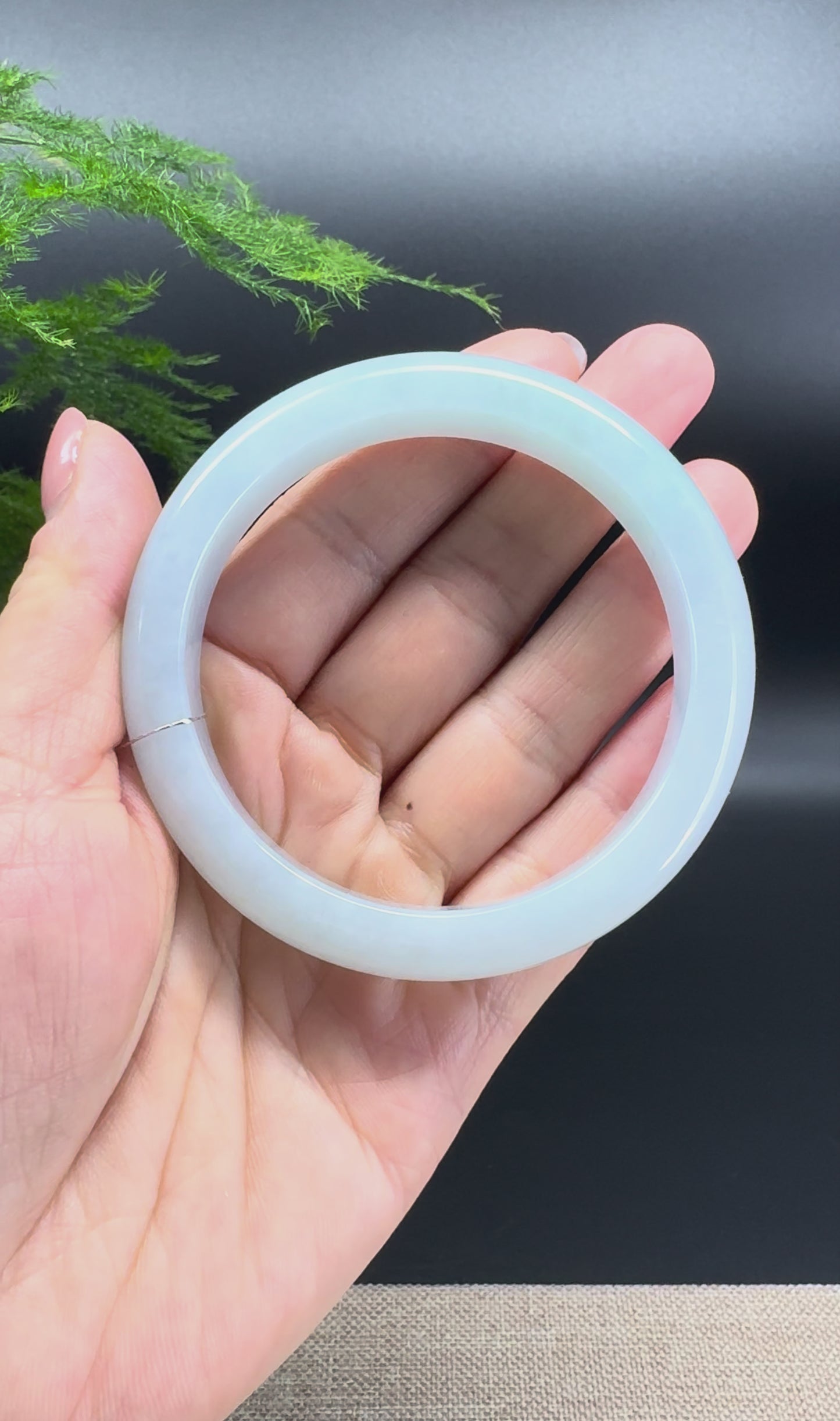 Load and play video in Gallery viewer, Genuine Burmese Icy Green Jadeite Jade Bangle Bracelet ( 58.5mm )
