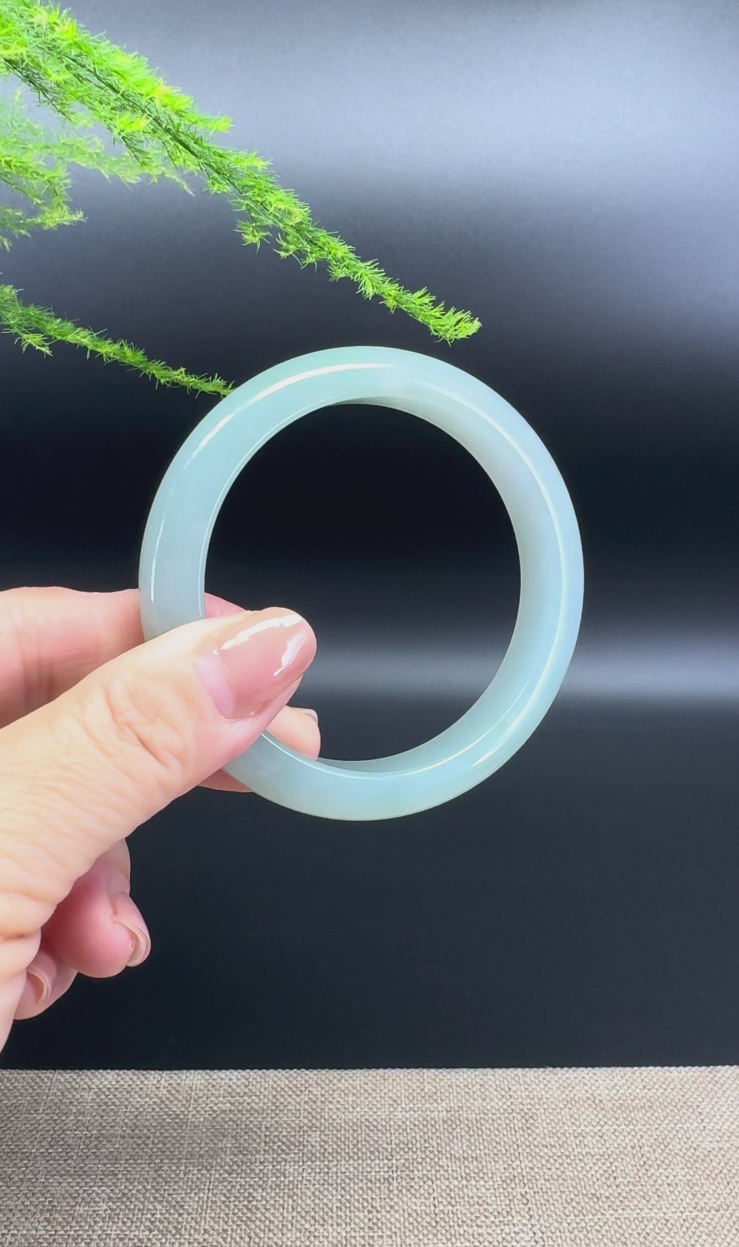 Load and play video in Gallery viewer, Genuine Burmese Icy Green Jade Jadeite Bangle Bracelet (57.3mm)
