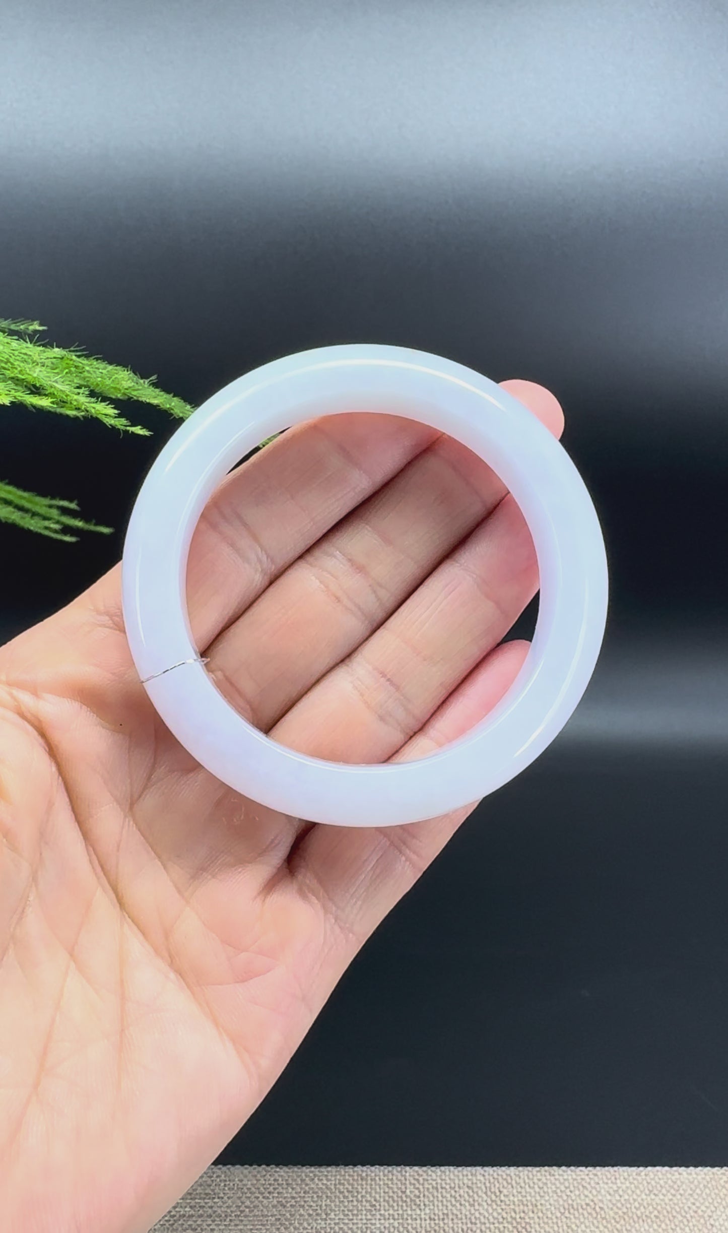 Genuine Burmese Lavender Green Jade Jadeite Bangle Bracelet ( 52.5mm )