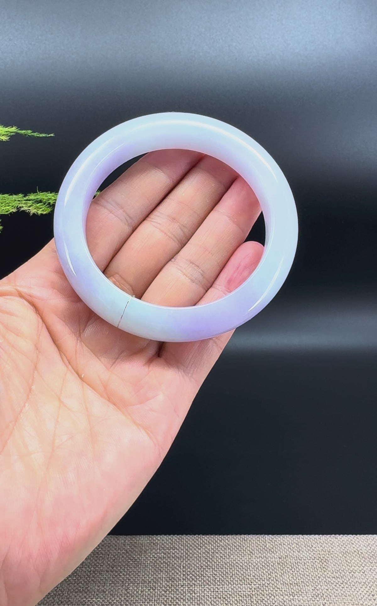Genuine Burmese Lavender Green Jadeite Jade Bangle Bracelet (57.8mm)