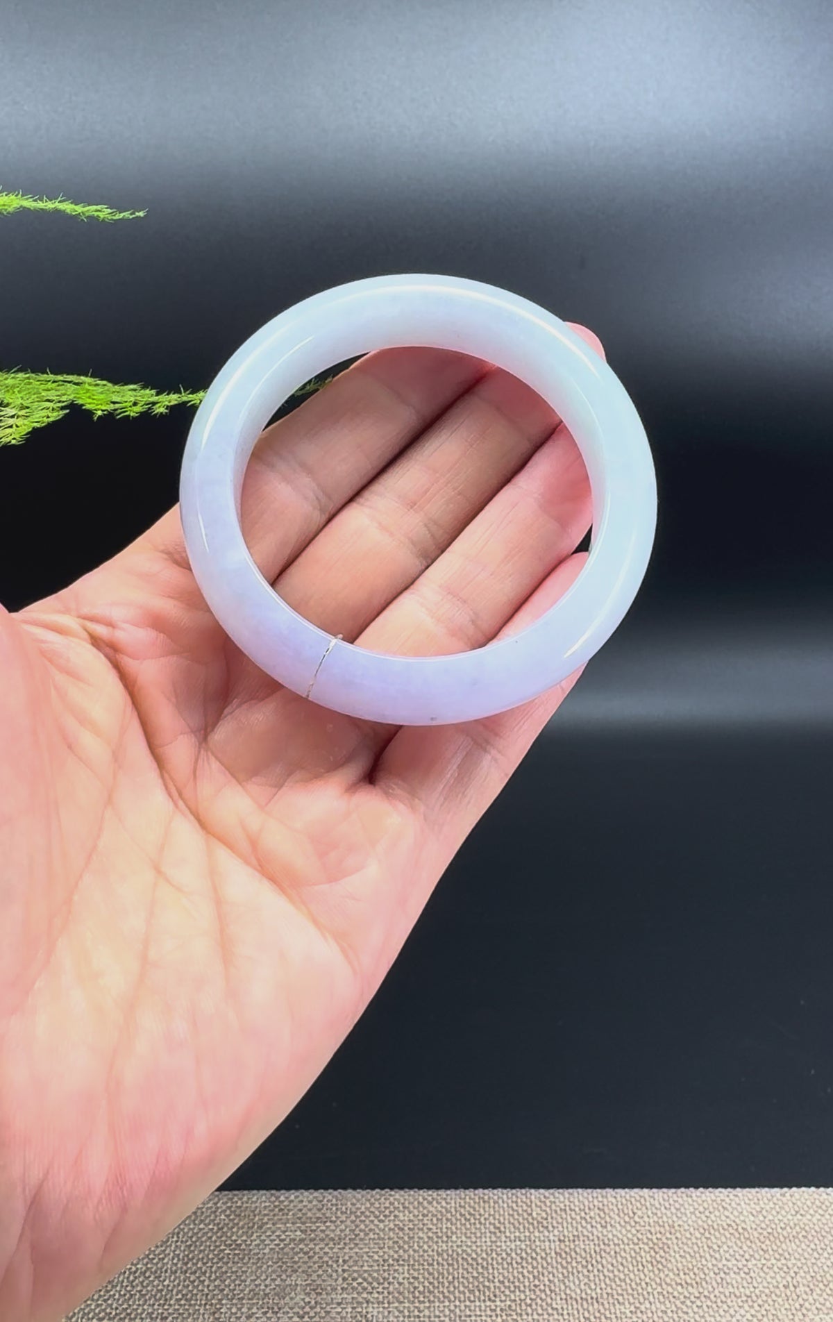 Genuine Burmese Light Lavender Green Jadeite Jade Bangle Bracelet (52.4mm)