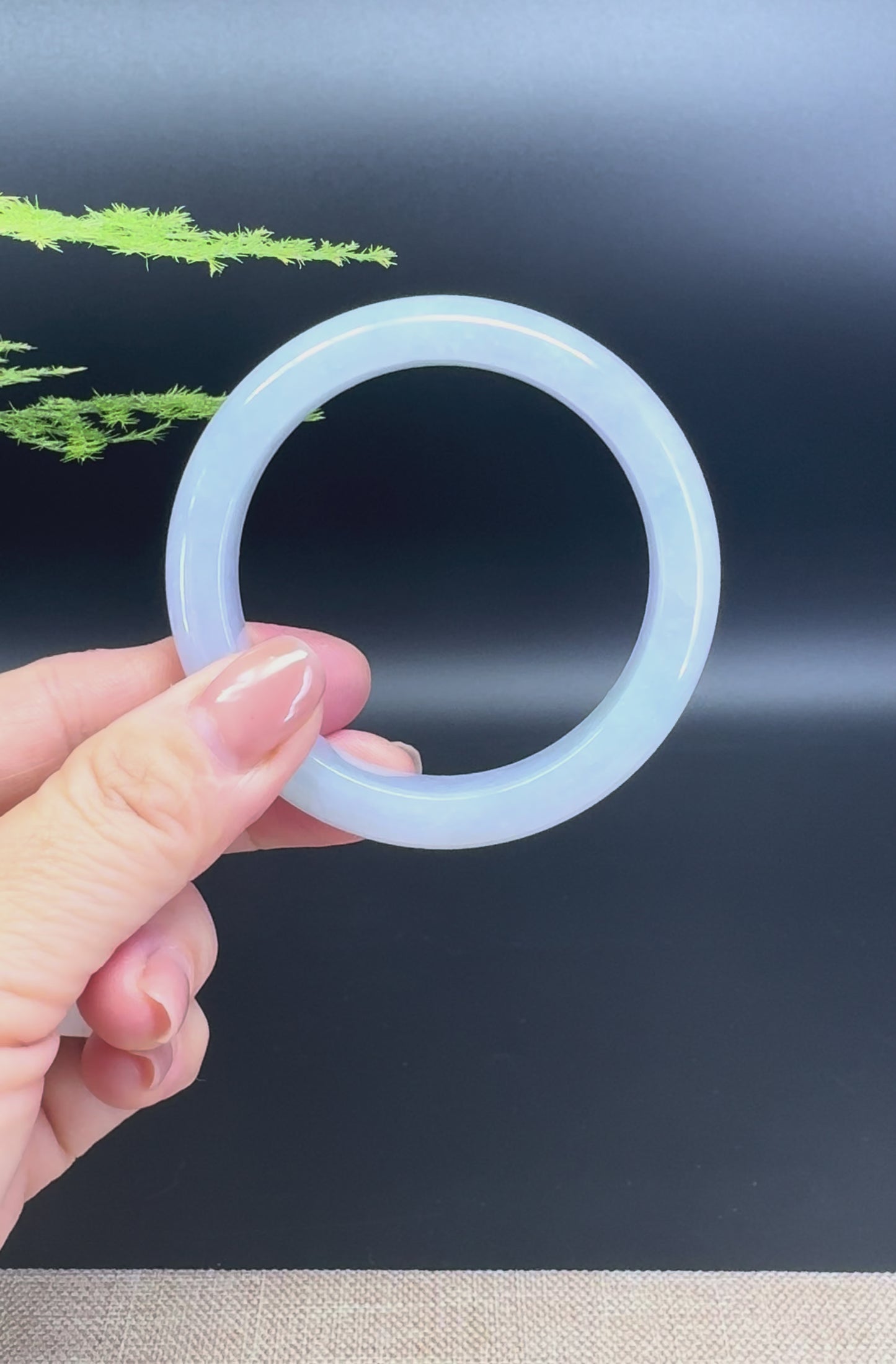 Load and play video in Gallery viewer, Genuine Burmese Lavender Green Jade Jadeite Bangle Bracelet ( 54.3mm )
