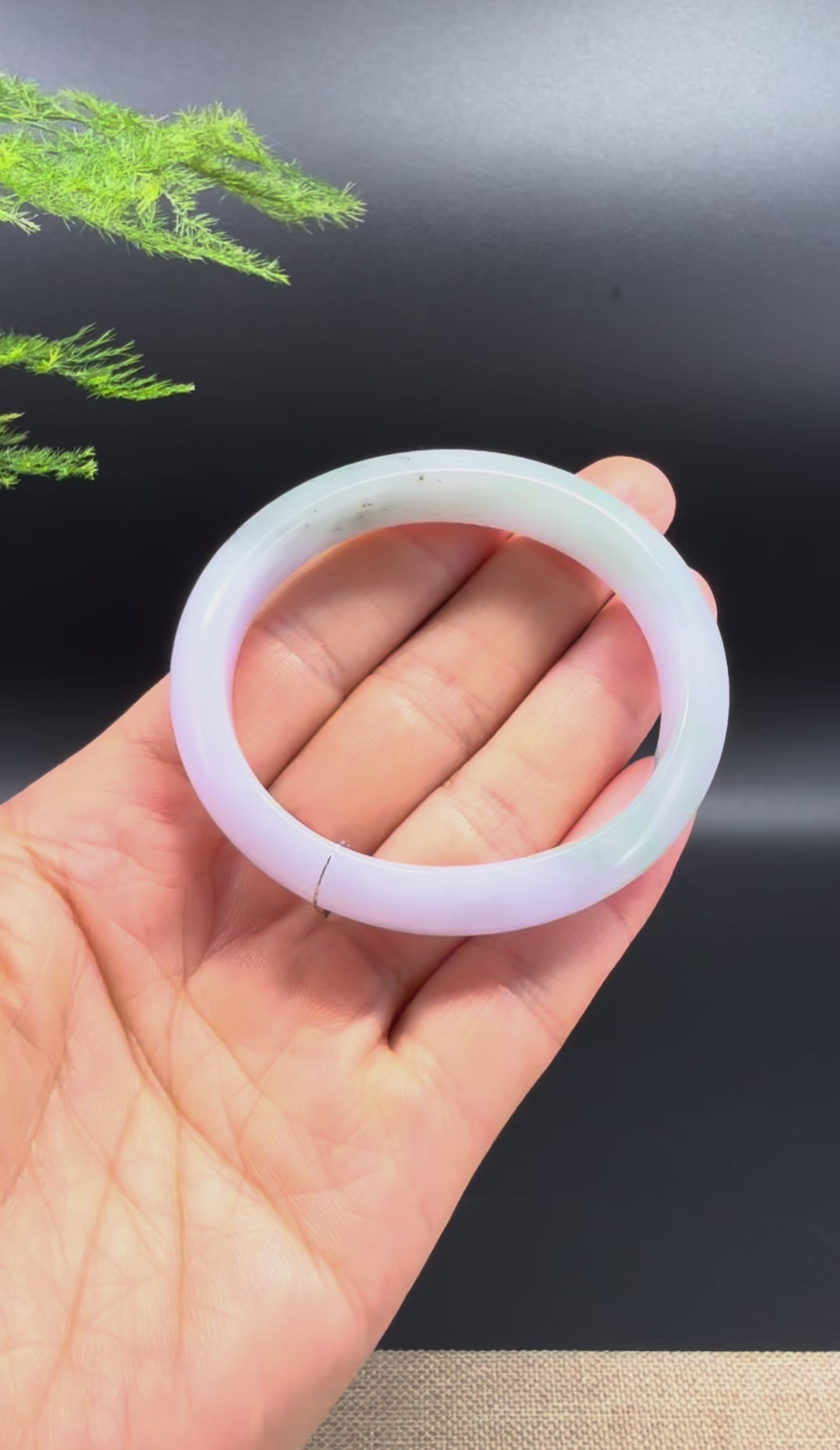 Load and play video in Gallery viewer, Genuine Burmese Lavender Green Jadeite Jade Bangle Bracelet ( 52.3*46mm )
