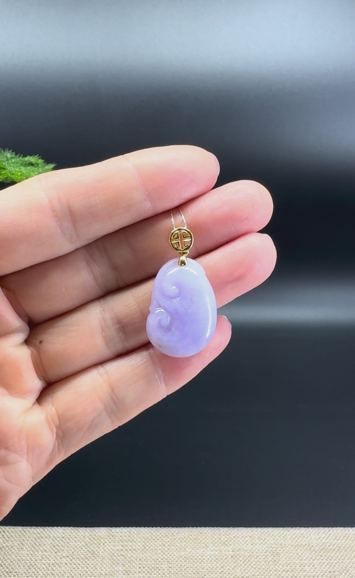 Load and play video in Gallery viewer, RealJade® Co. Genuine Burmese Lavender Jadeite Jade RuYi Pendant
