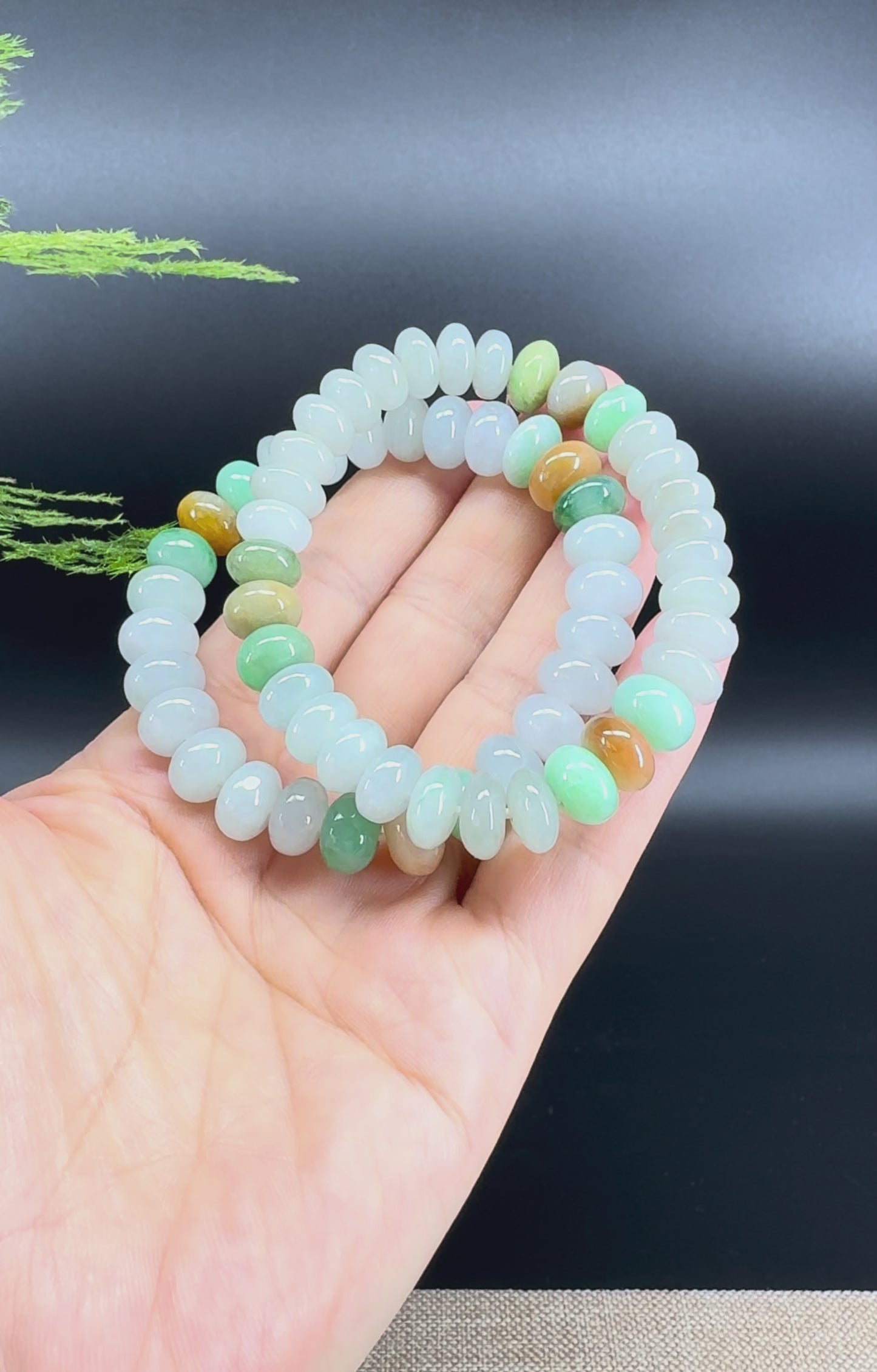 Load and play video in Gallery viewer, &amp;quot;Lucky Coin&amp;quot; Koukou Jadeite Jade 10mm Multi-Colors Beads Bracelet ( 10mm )

