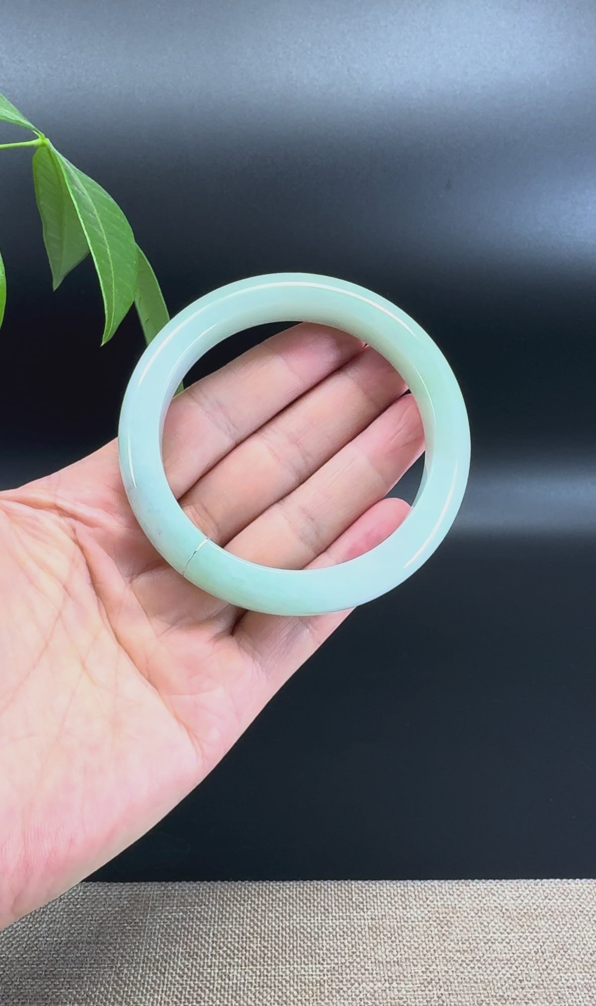 Genuine Burmese Light Green Jade Jadeite Bangle Bracelet ( 60.5mm )