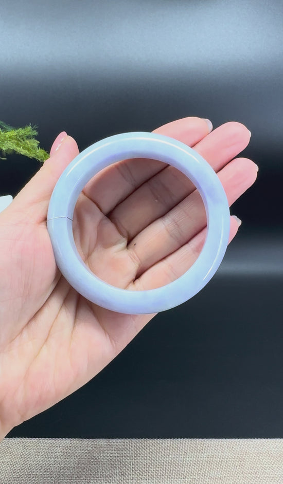 Load and play video in Gallery viewer, Genuine Burmese Lavender Green Jade Jadeite Bangle Bracelet ( 56.1mm )

