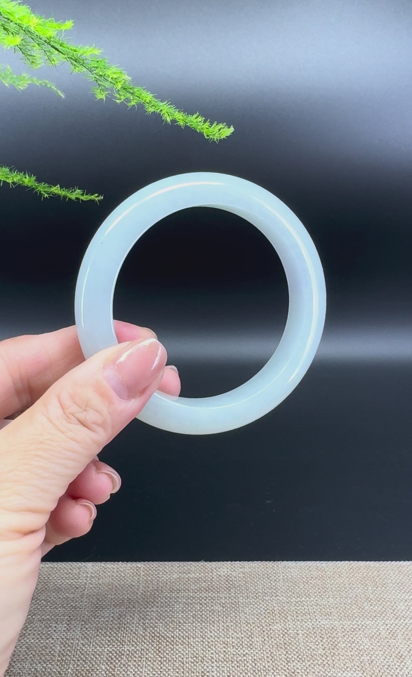 Load and play video in Gallery viewer, Genuine Burmese Icy Green Jade Jadeite Bangle Bracelet ( 56.2mm )
