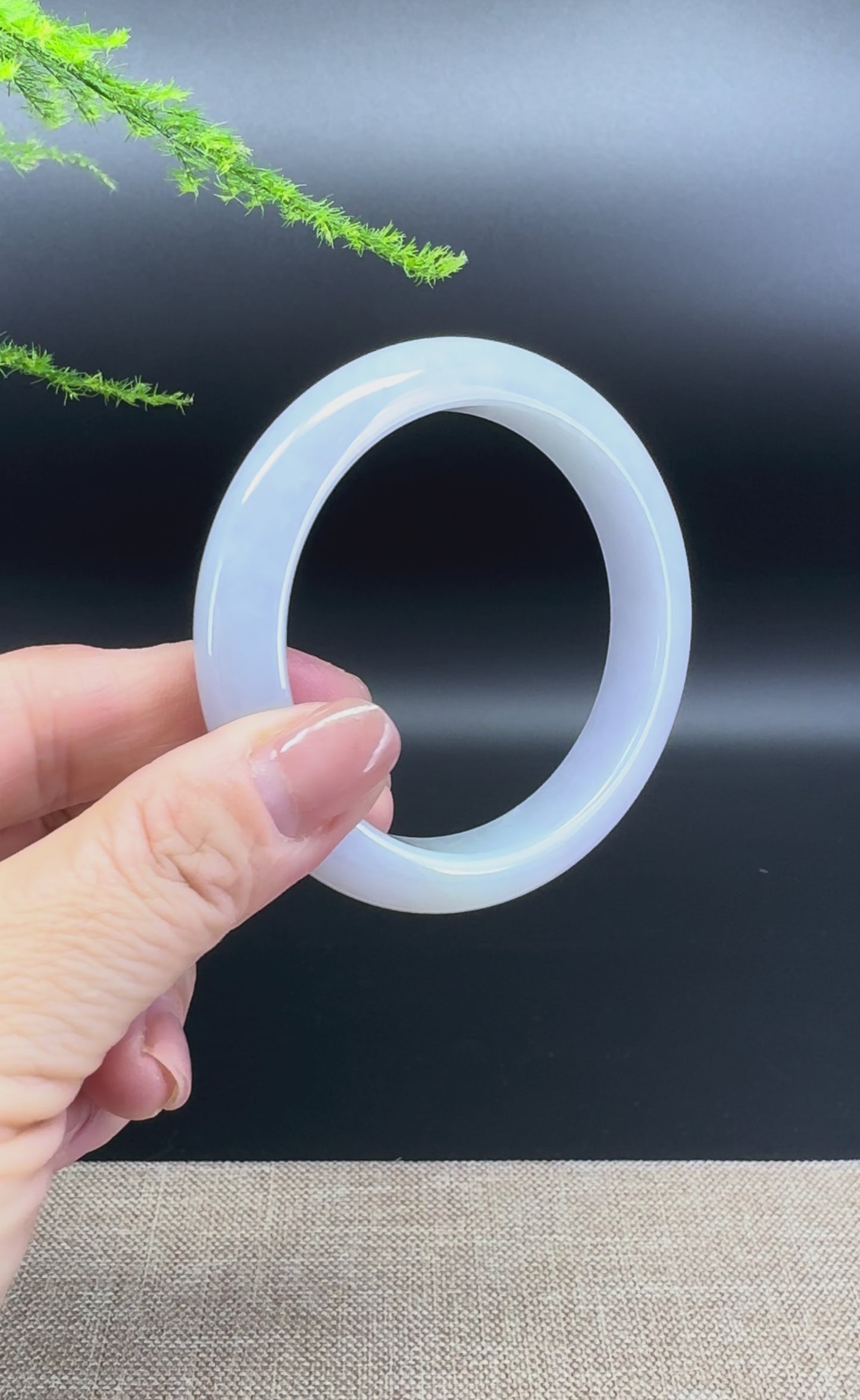 Load and play video in Gallery viewer, Genuine Burmese Lavender Green Jade Jadeite Bangle Bracelet ( 56.4mm )
