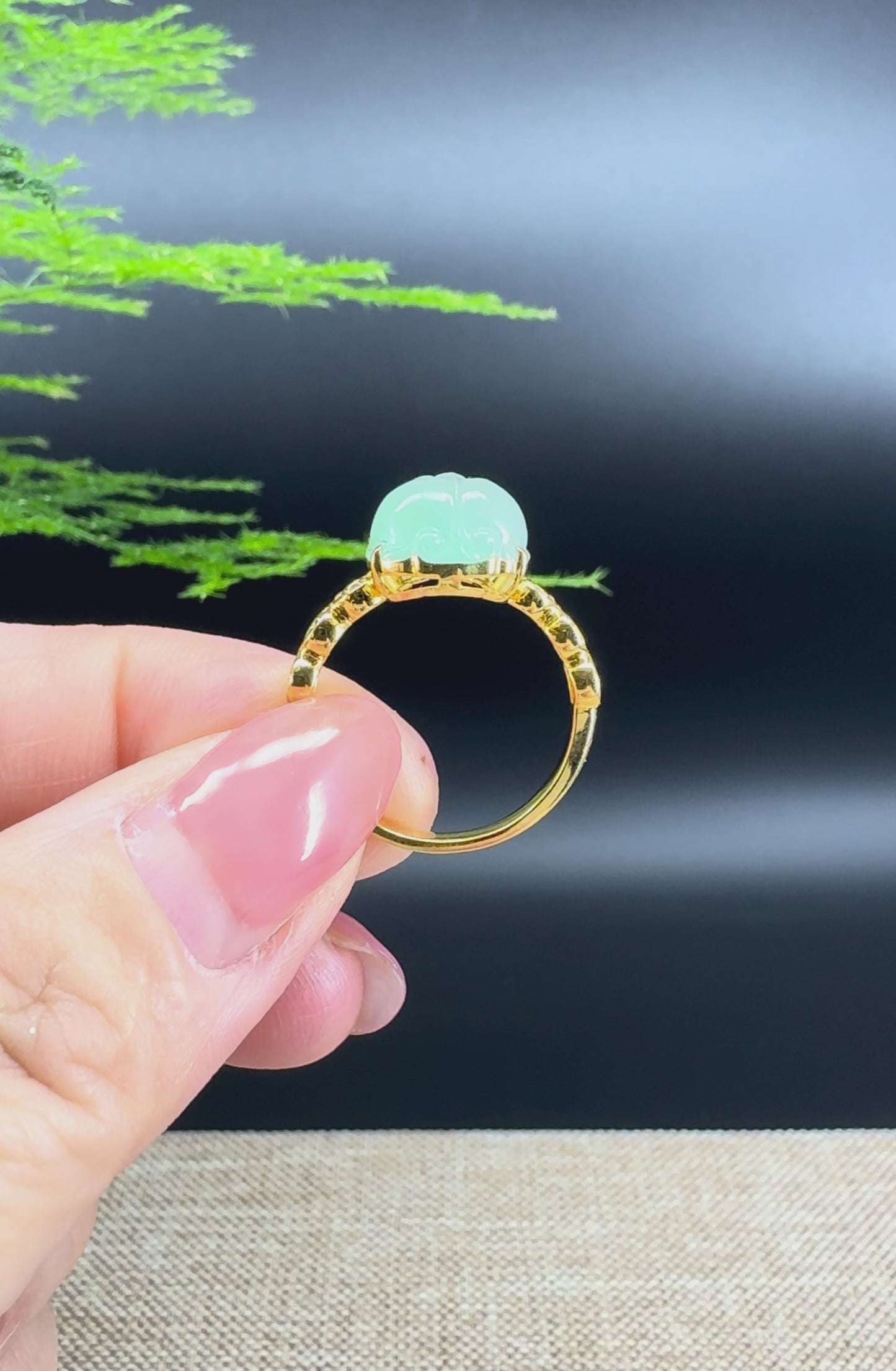 Load and play video in Gallery viewer, RealJade® &amp;quot;Signature Signet&amp;quot; 18K Yellow Gold Icy Blue Jadeite Jade Diamonds PiXiu Ring

