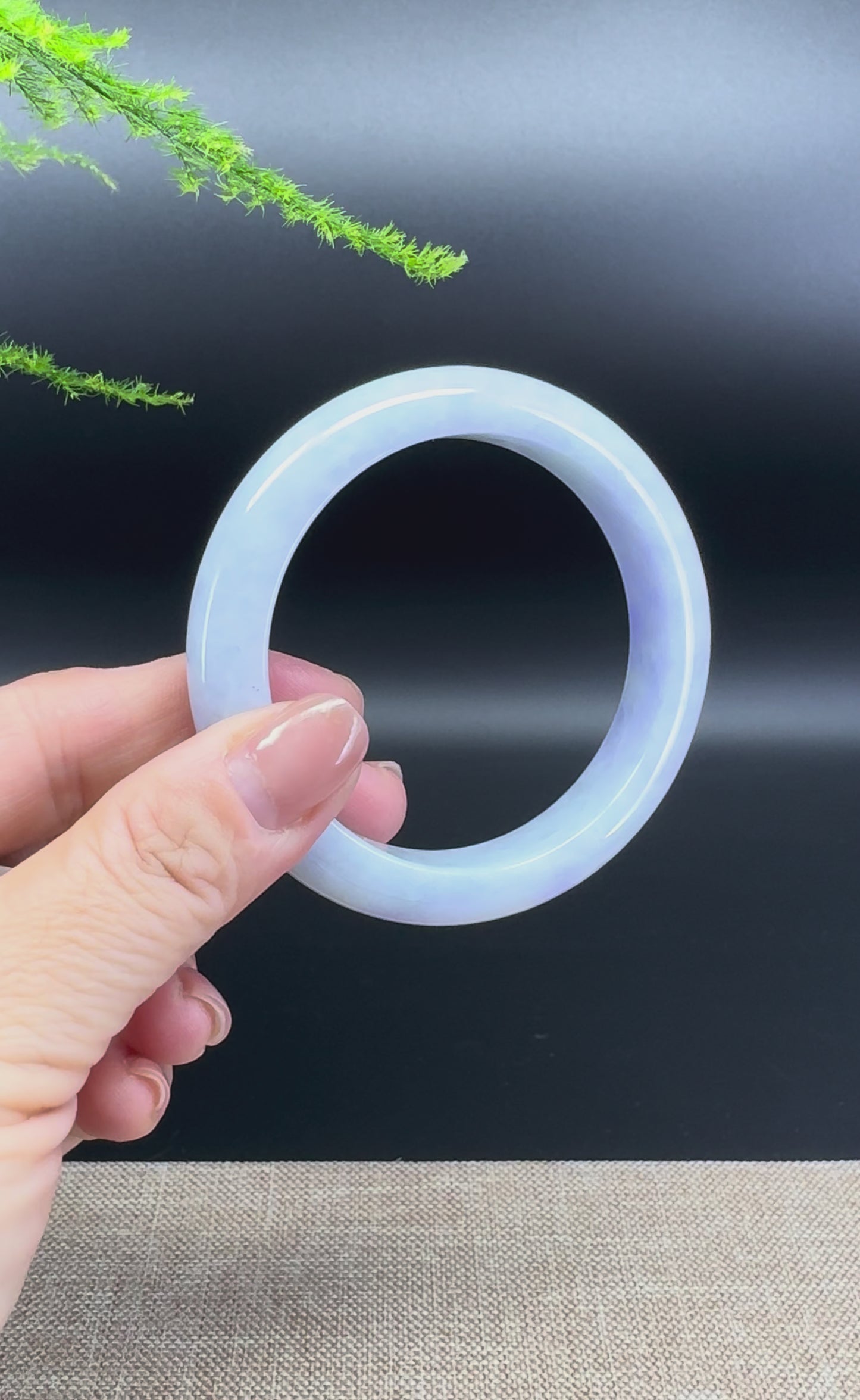Genuine Burmese Lavender Green Jade Jadeite Bangle Bracelet (56.1mm)