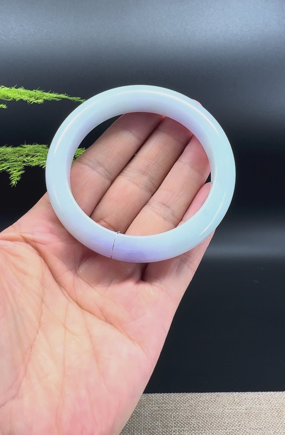 Genuine Burmese Lavender Green Jadeite Jade Bangle Bracelet ( 56mm )