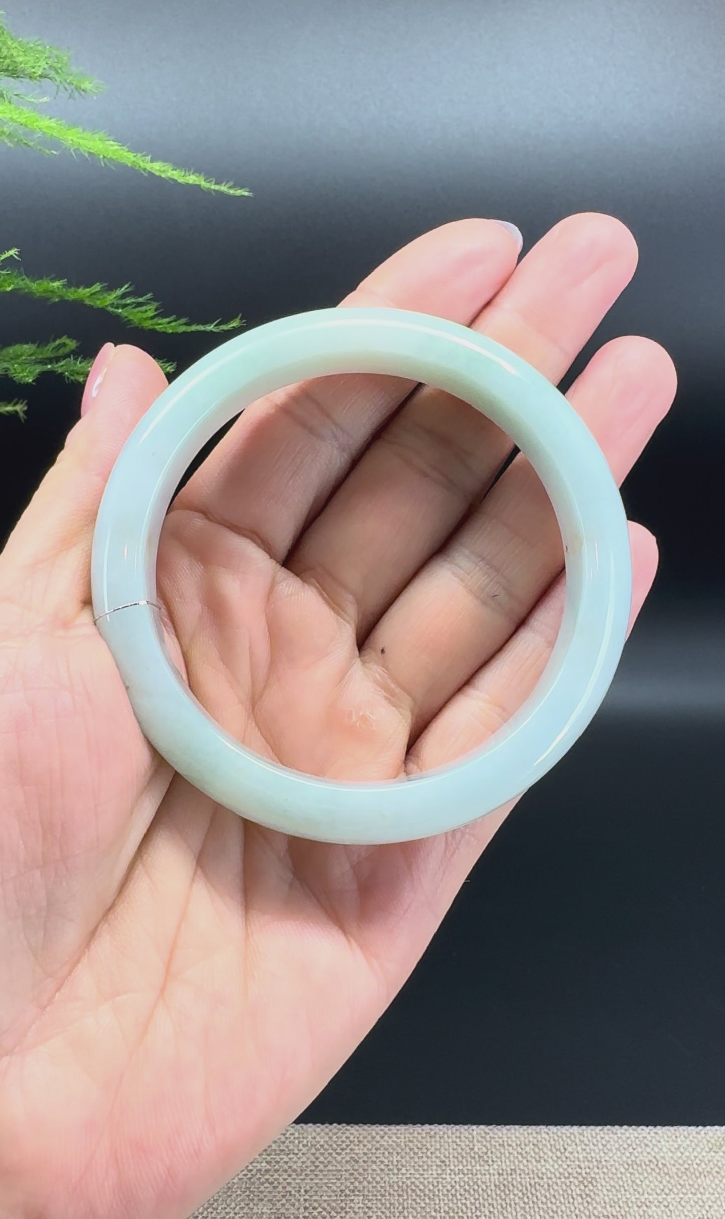 Genuine Burmese Lavender Green Jade Jadeite Bangle Bracelet (57.7mm)