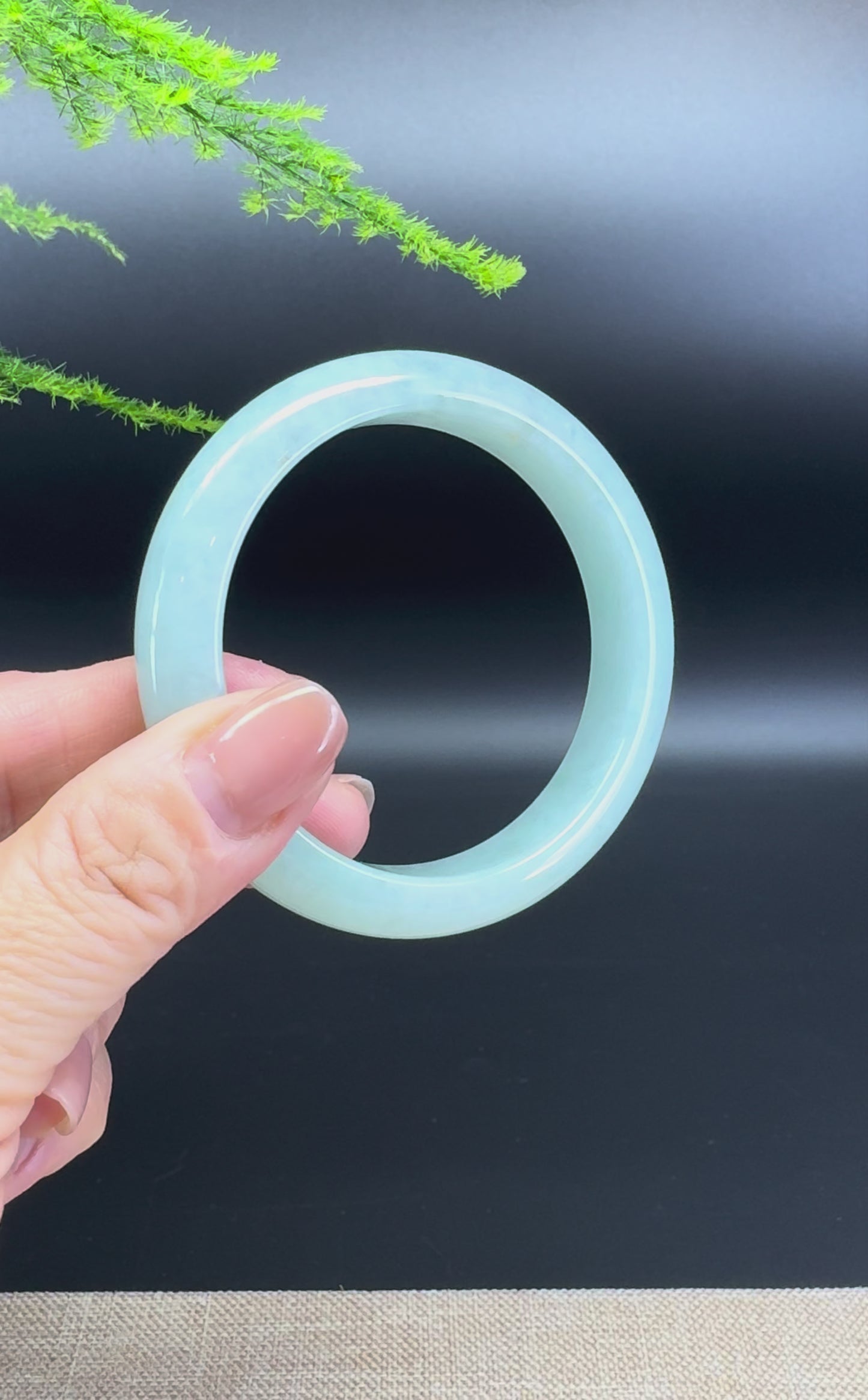 Genuine Burmese Icy Green Jade Jadeite Bangle Bracelet ( 55.9mm )
