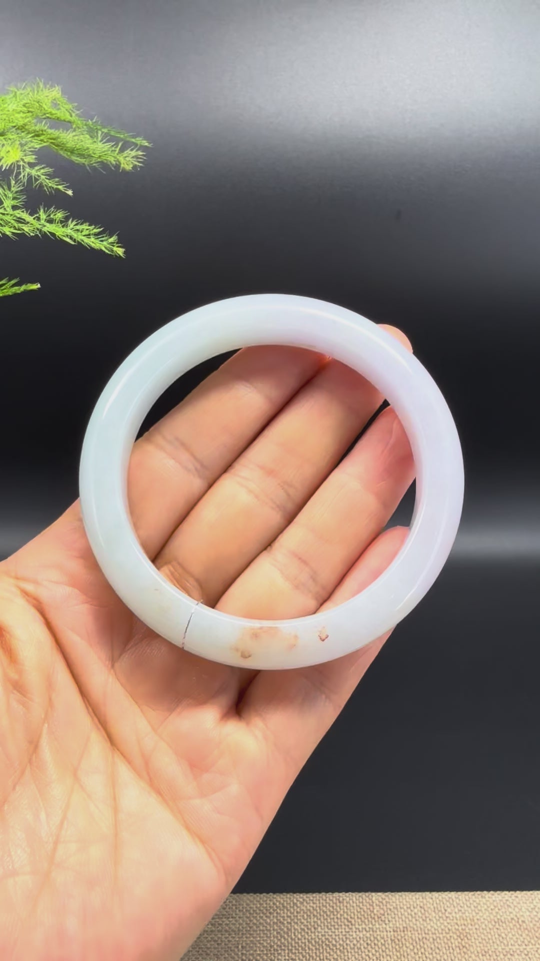 Genuine Burmese Light Lavender Green & Sajin Jadeite Jade Bangle Bracelet (57mm)