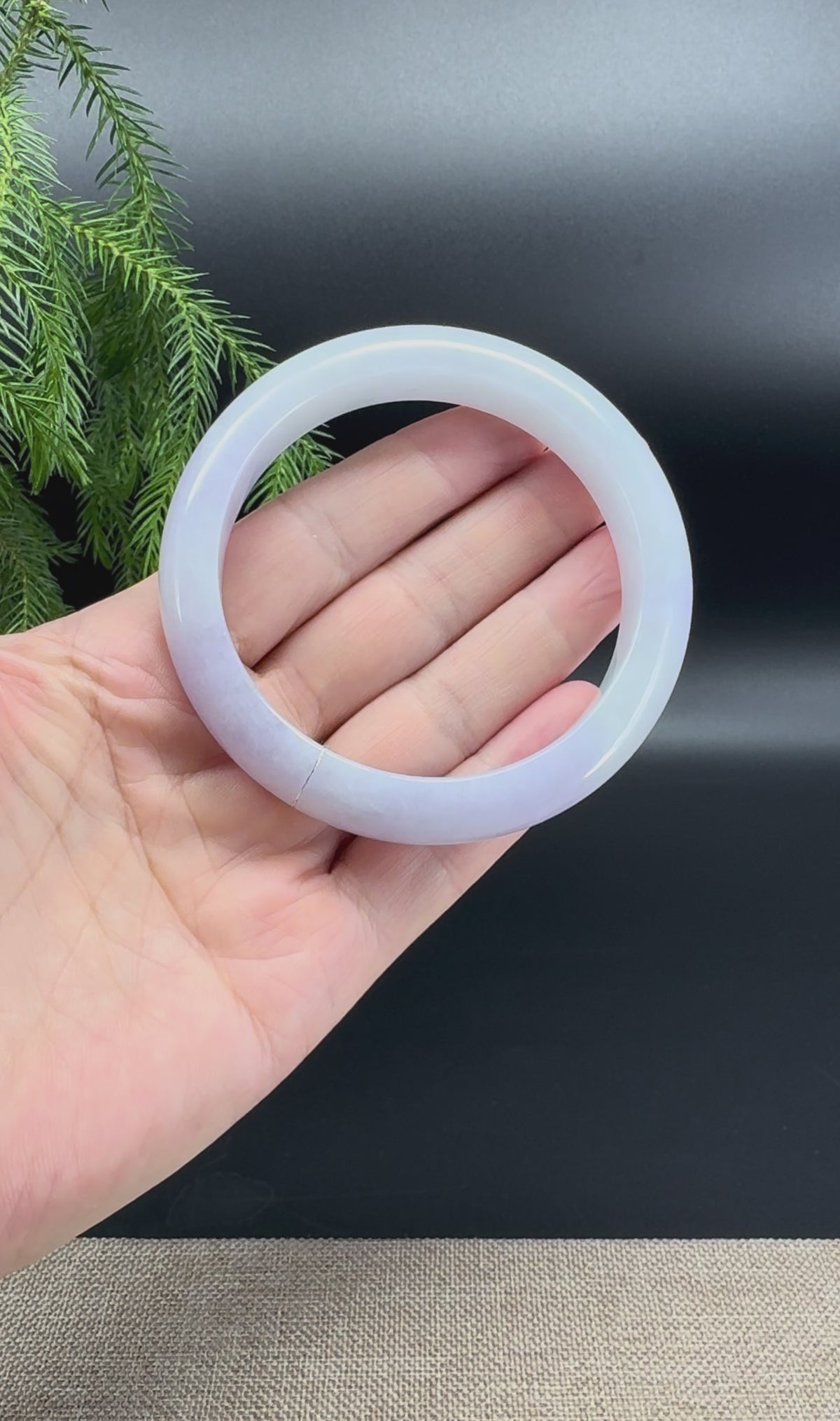 Genuine Burmese Light Lavender Jade Jadeite Bangle Bracelet (60.7mm)