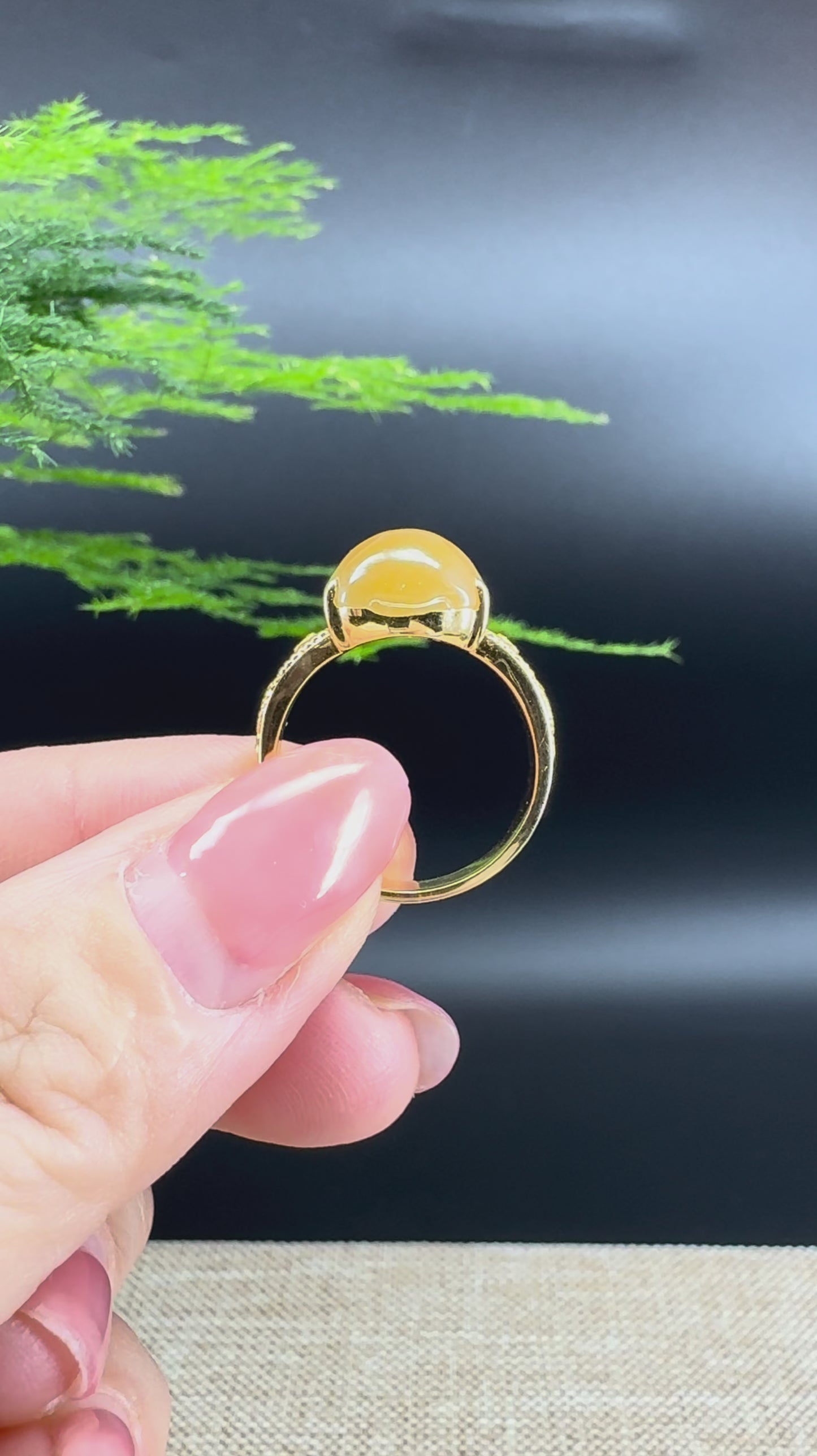RealJade® "Signature Signet" 18K Yellow Gold Honey Yellow Jadeite Jade Diamonds  Pig Ring