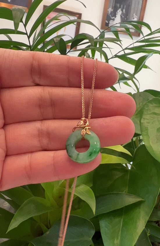 Load and play video in Gallery viewer, RealJade® Co. &amp;quot;Good Luck Birdie&amp;quot; 18k Rose Gold Genuine Burmese Jadeite Lucky Kou Kou Pendant Necklace With AA Ruby &amp;amp; Diamond
