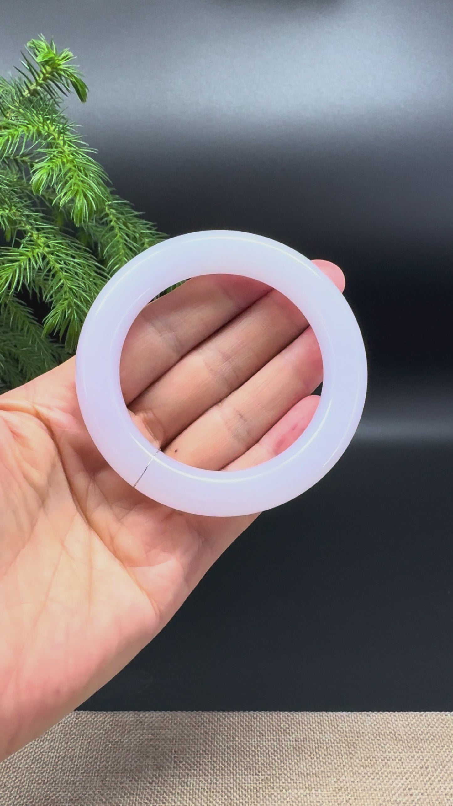 Genuine Burmese Light Pink Jadeite Jade Bangle Bracelet ( 53.9mm )