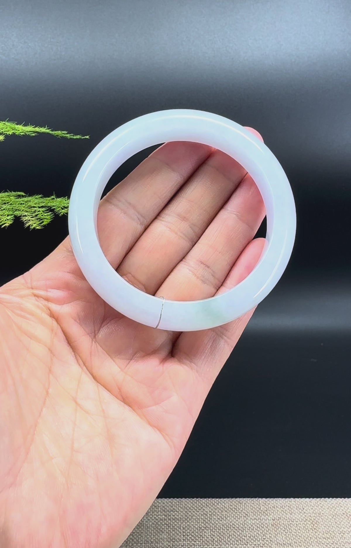 Genuine Burmese Lavender Green Jade Jadeite Bangle Bracelet ( 56.1mm )