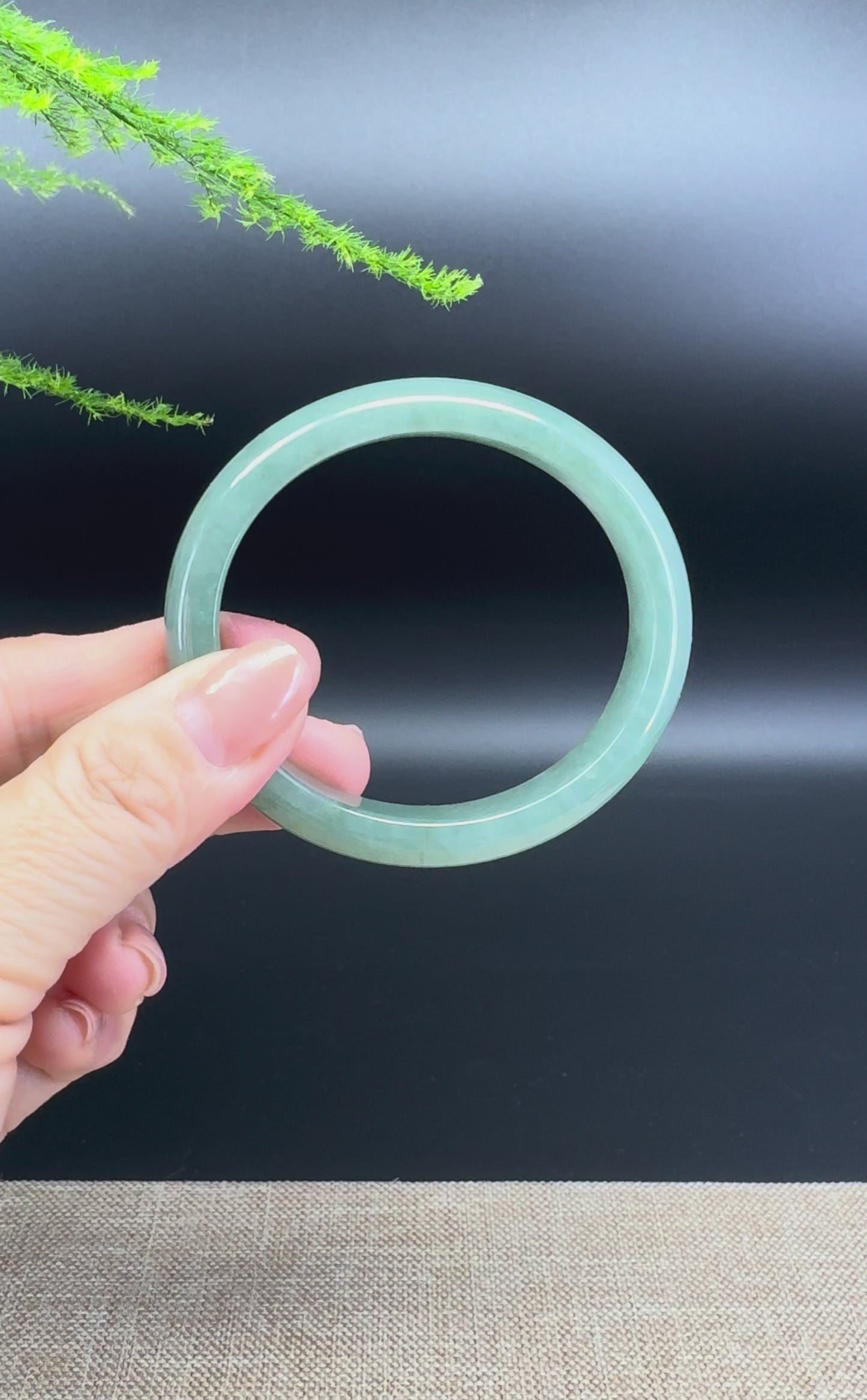 Load and play video in Gallery viewer, Genuine Burmese Oil Green Jade Jadeite Bangle Bracelet ( 56.8*50.8mm )
