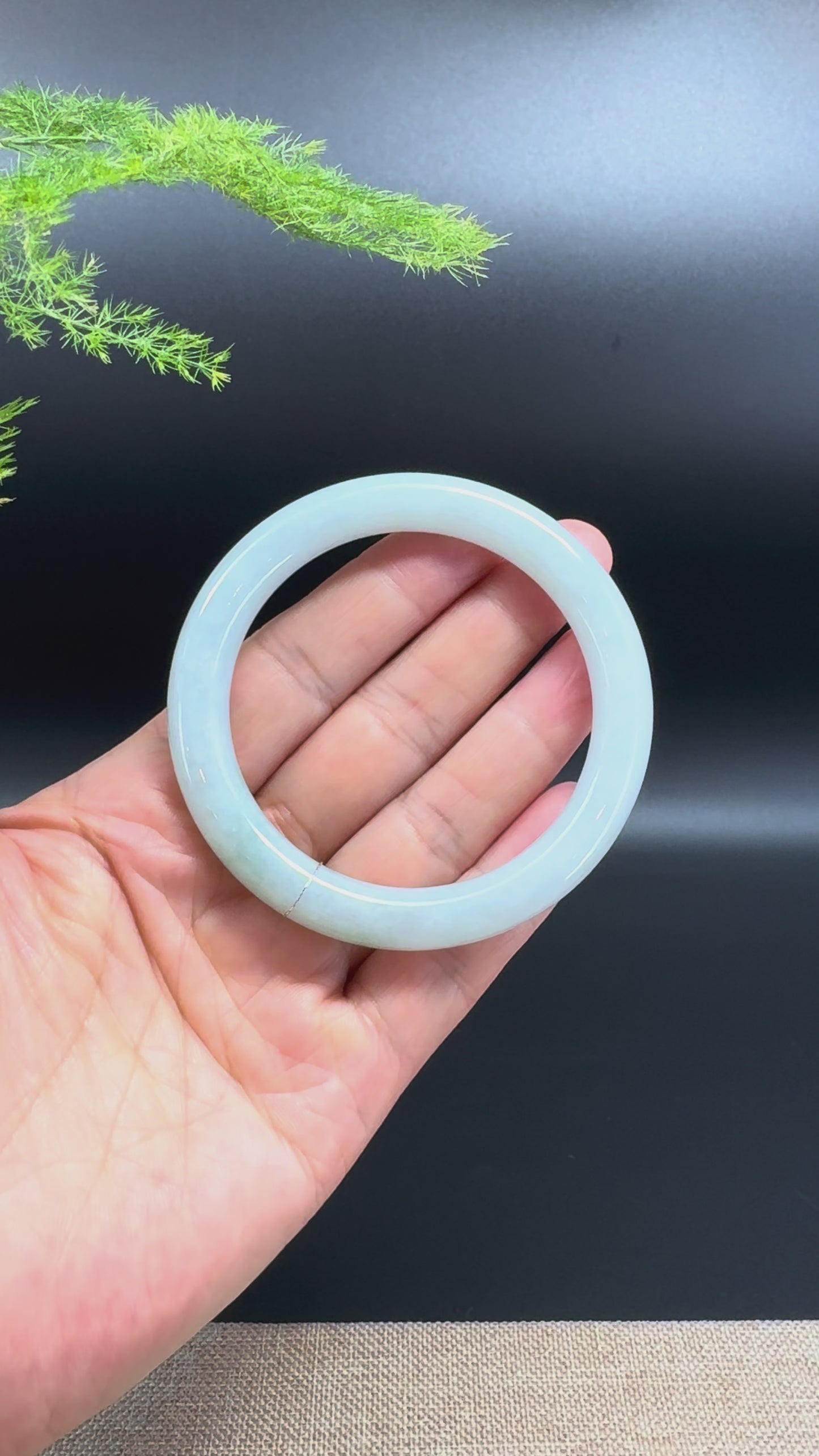 Load and play video in Gallery viewer, Genuine Burmese Icy Green Jade Jadeite Bangle Bracelet ( 55.5mm )
