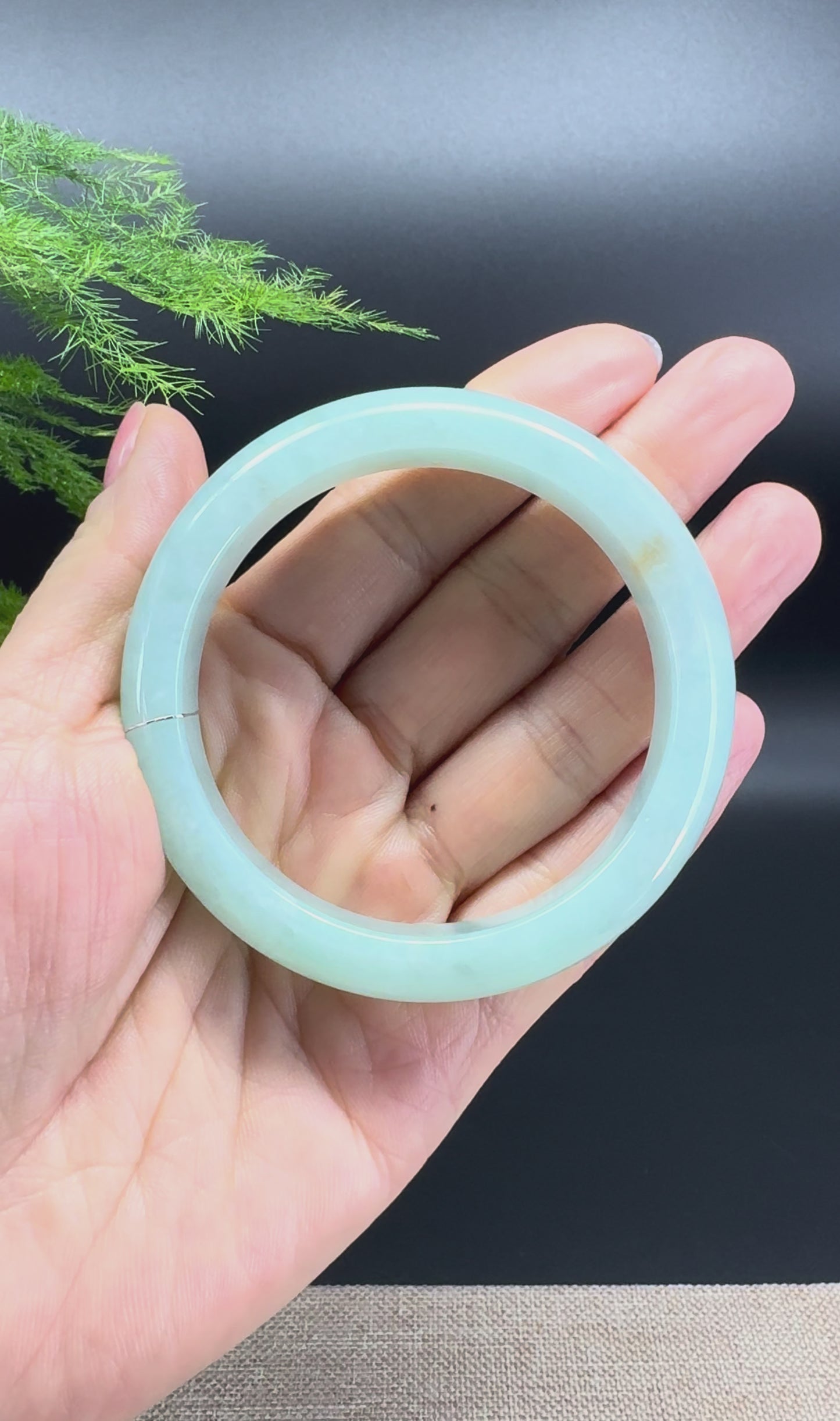Genuine Burmese Icy Green Jade Jadeite Bangle Bracelet ( 55.8mm )
