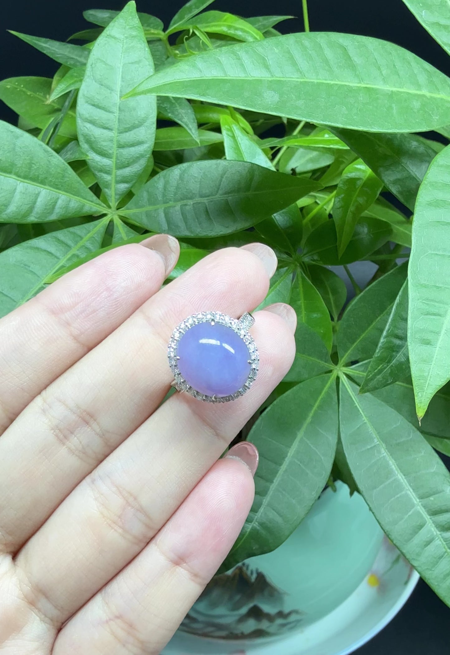 RealJade® "Signature Signet" 18K White Gold Lavender Jadeite Jade Classic Ring